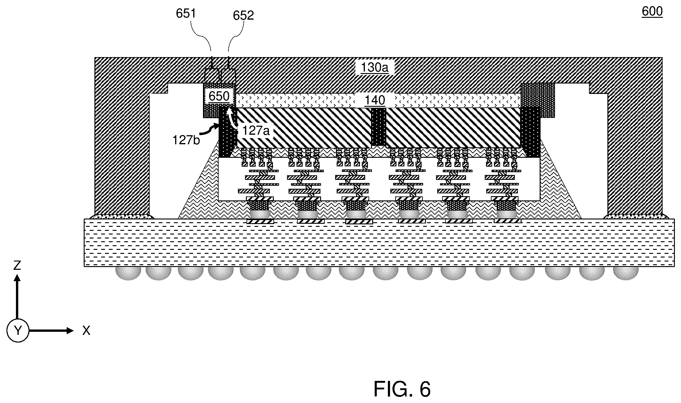 Patent US12568824 Figure 13 – Package assembly including liquid alloy thermal interface material (TIM) and seal ring around the liquid alloy TIM and methods of forming the same