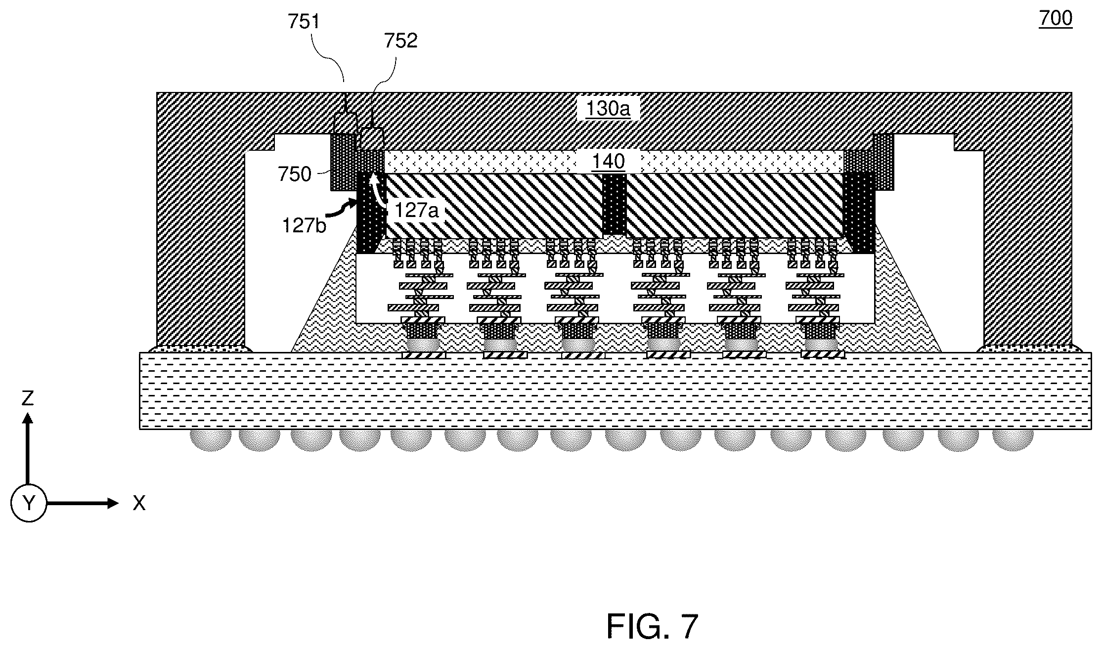 Patent US12568824 Figure 14 – Package assembly including liquid alloy thermal interface material (TIM) and seal ring around the liquid alloy TIM and methods of forming the same