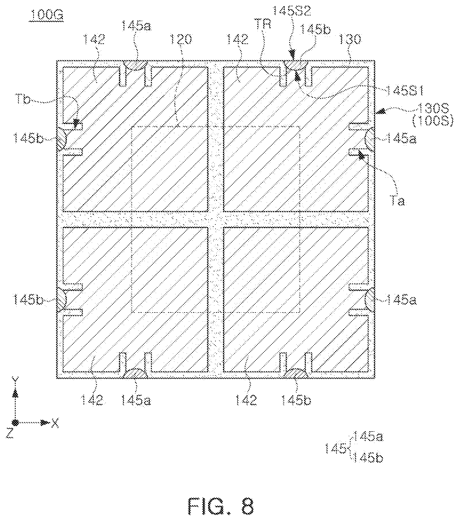 Patent US12568825 Figure 8 – Semiconductor package and method of manufacturing semiconductor package