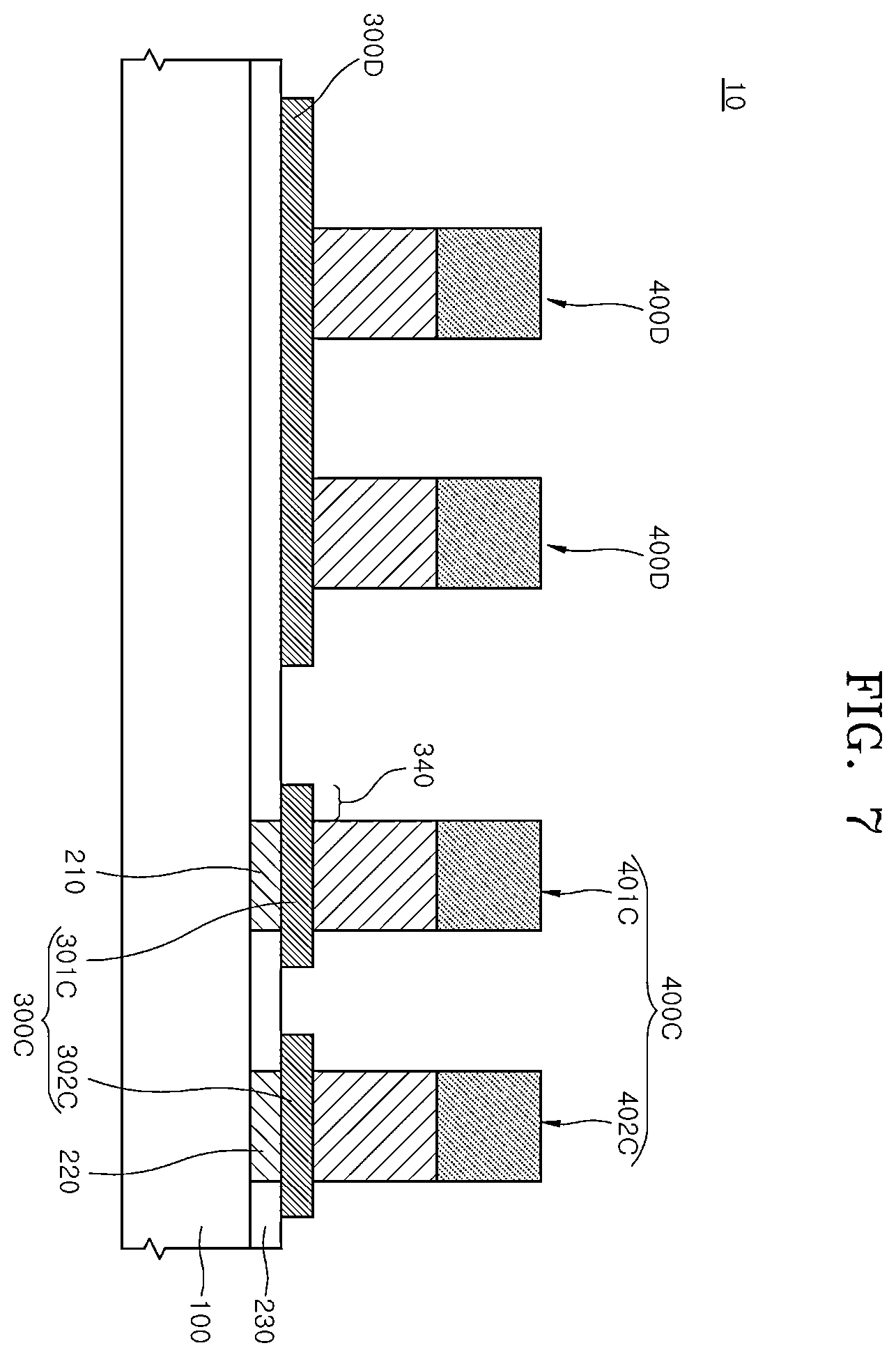 Patent US12568829 Figure 7 – Packaging device including bumps and method of manufacturing the same