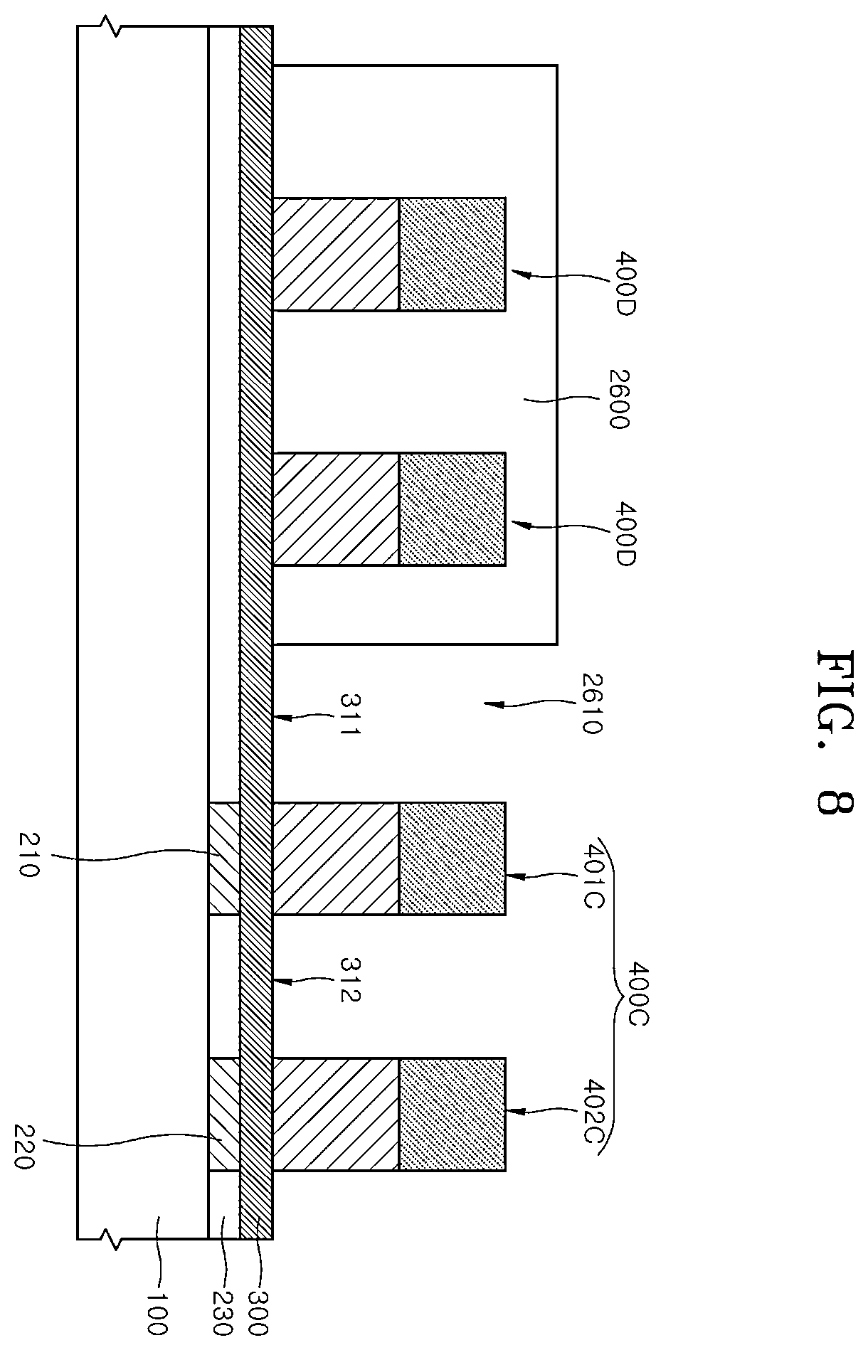 Patent US12568829 Figure 8 – Packaging device including bumps and method of manufacturing the same