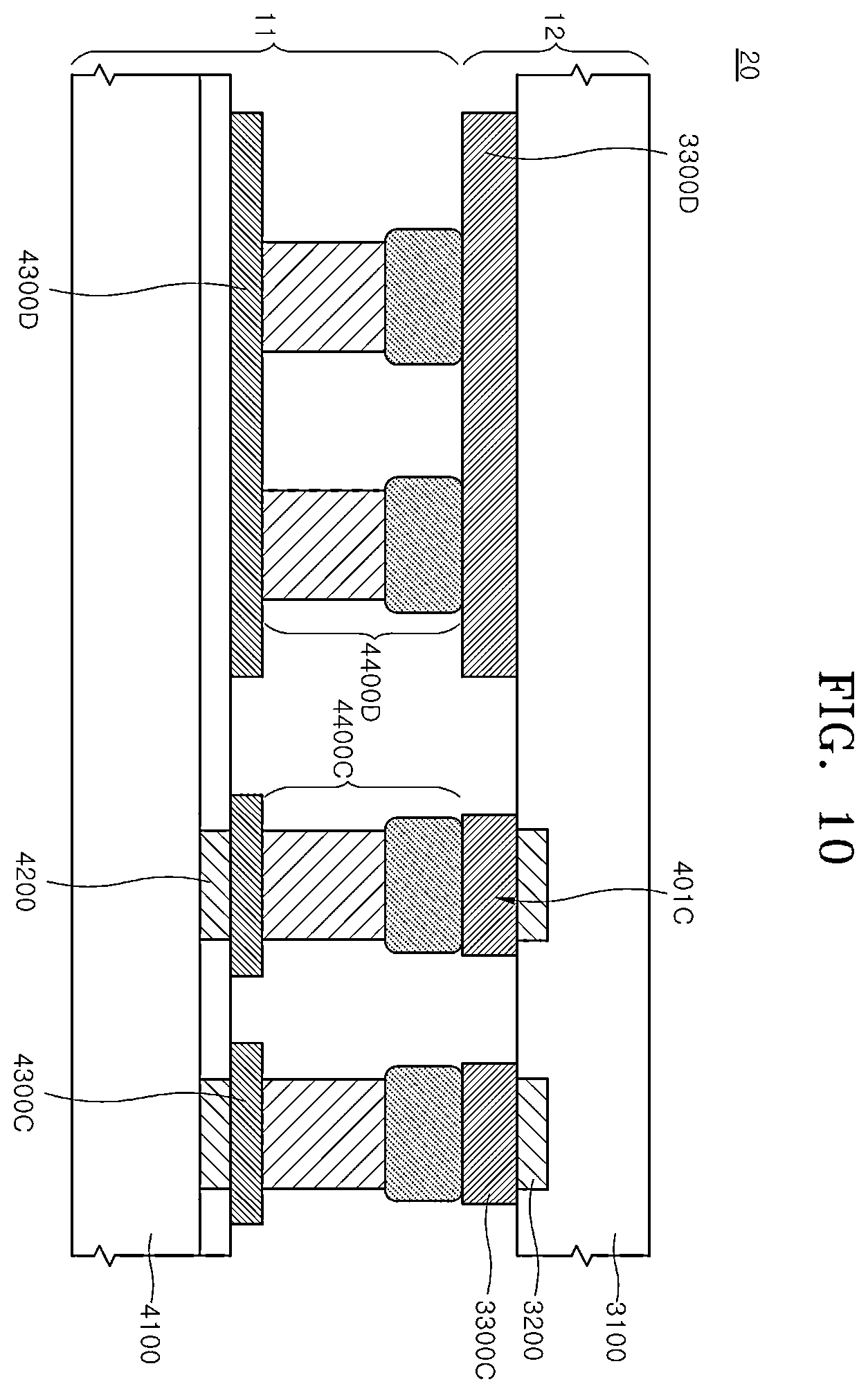 Patent US12568829 Figure 10 – Packaging device including bumps and method of manufacturing the same