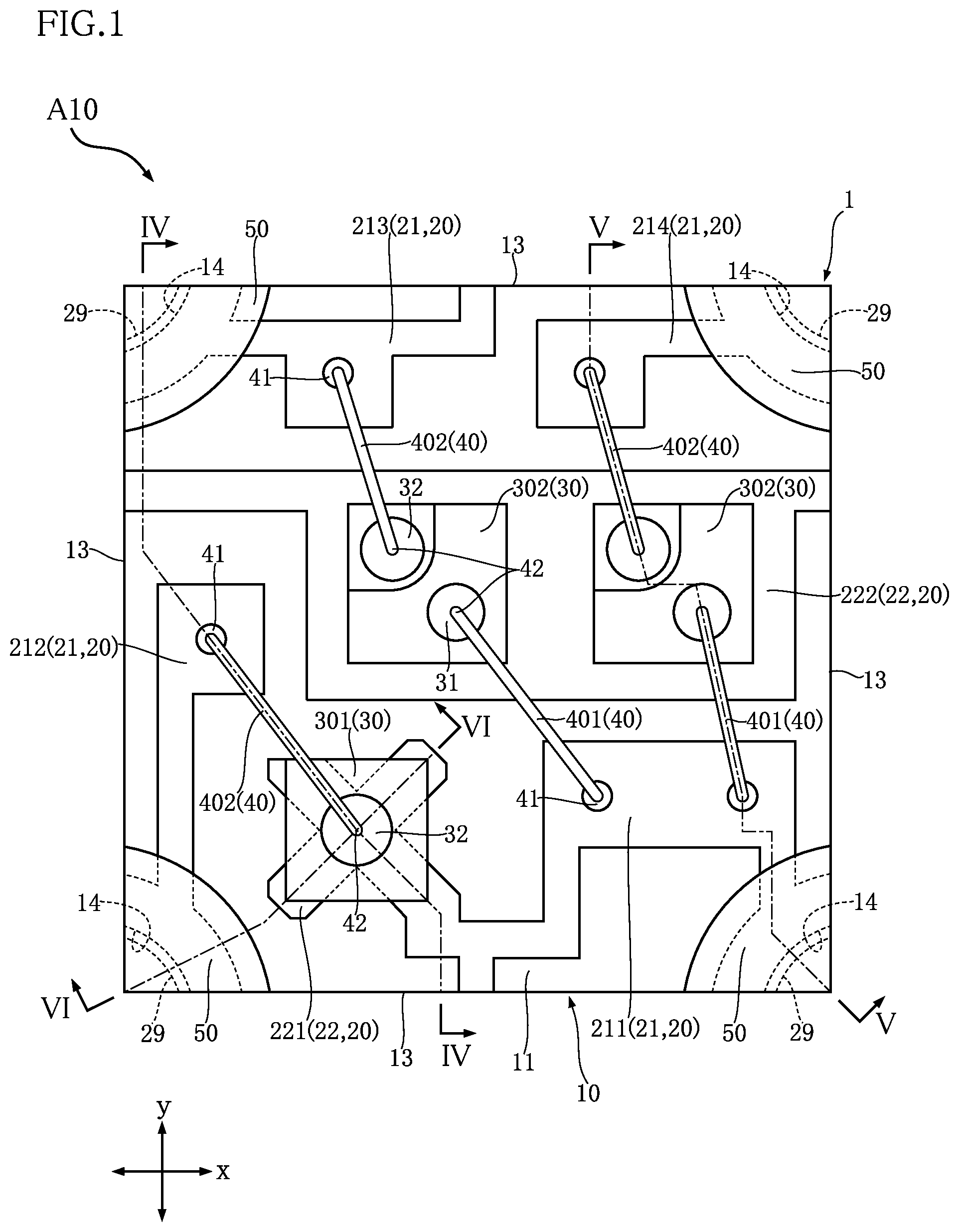 Patent US12568830 Figure 1 – Semiconductor device with x-shaped die pad to reduce thermal stress and ion migration from bonding layer