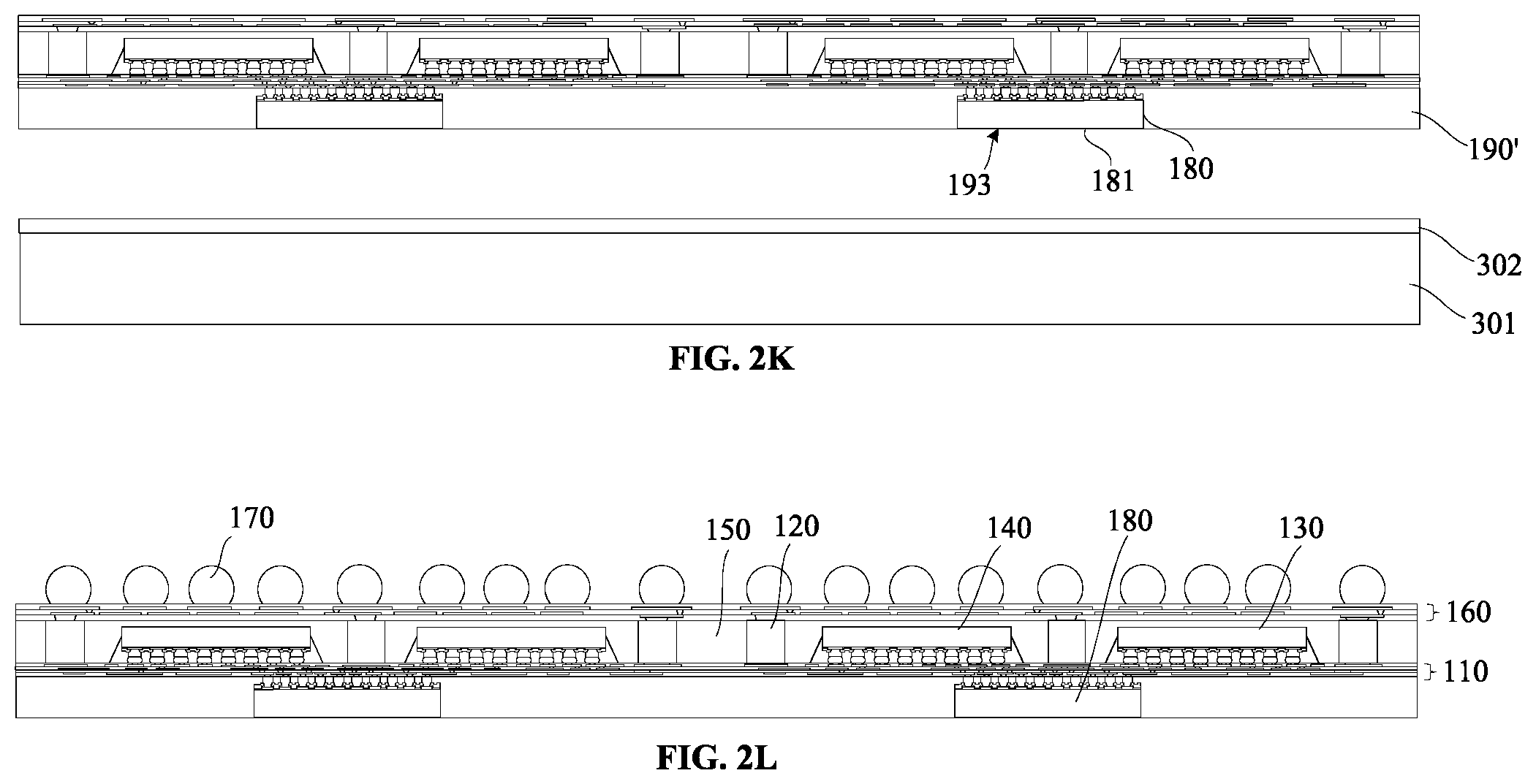 Patent US12568864 Figure 6 – Stacked package structure including a chip disposed on a redistribution layer and a molding layer comprises a recess