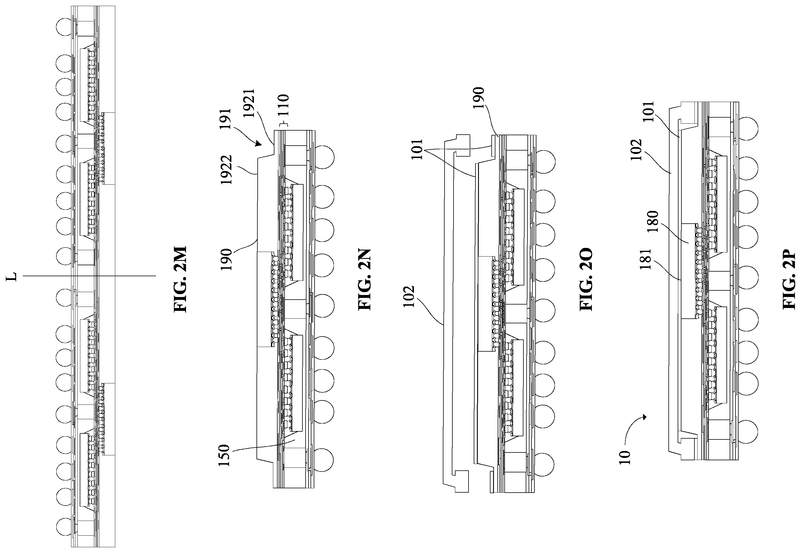 Patent US12568864 Figure 7 – Stacked package structure including a chip disposed on a redistribution layer and a molding layer comprises a recess