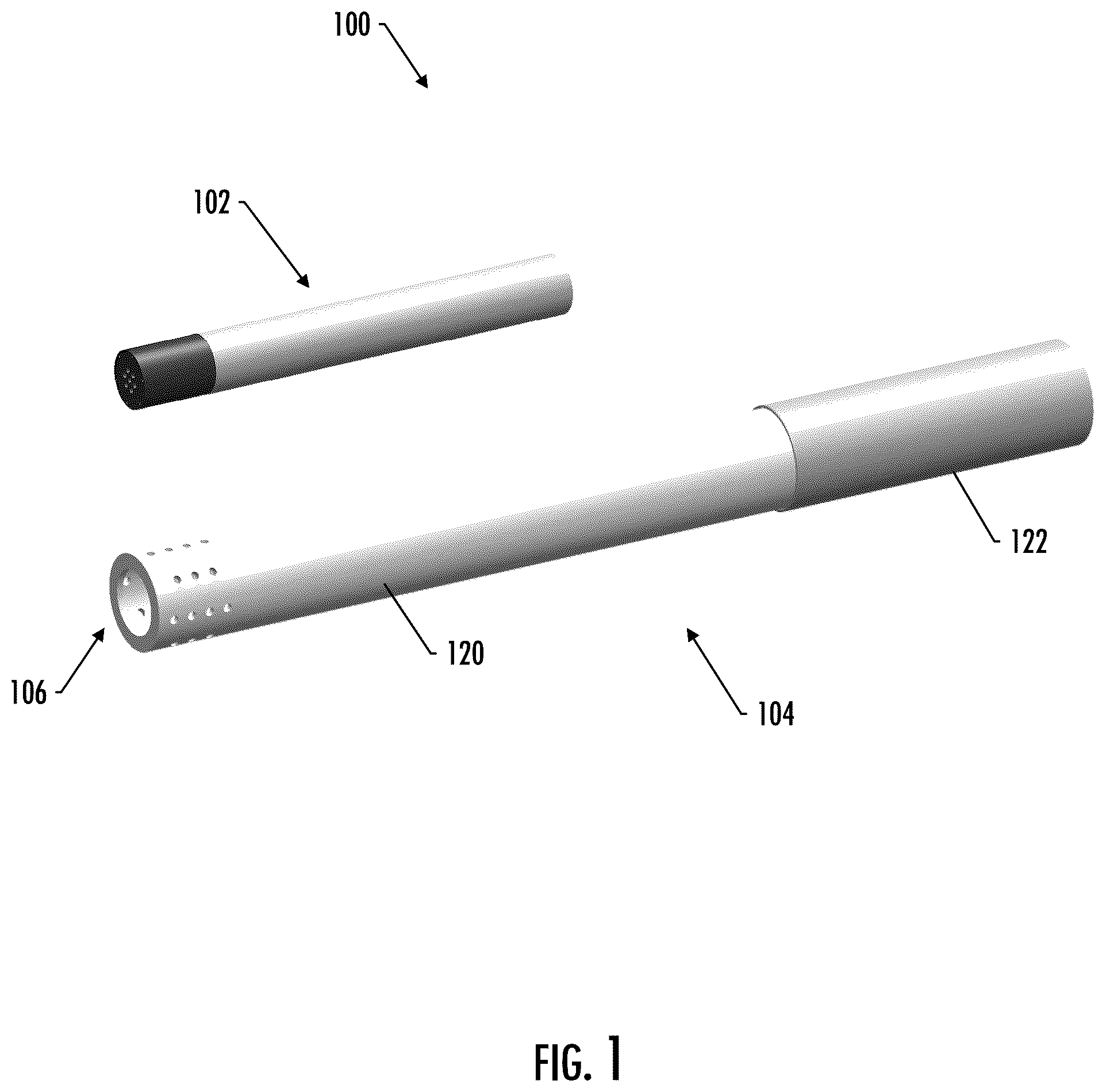 Patent US12569004 Figure 1 – Aerosol delivery device with separable heat source and substrate