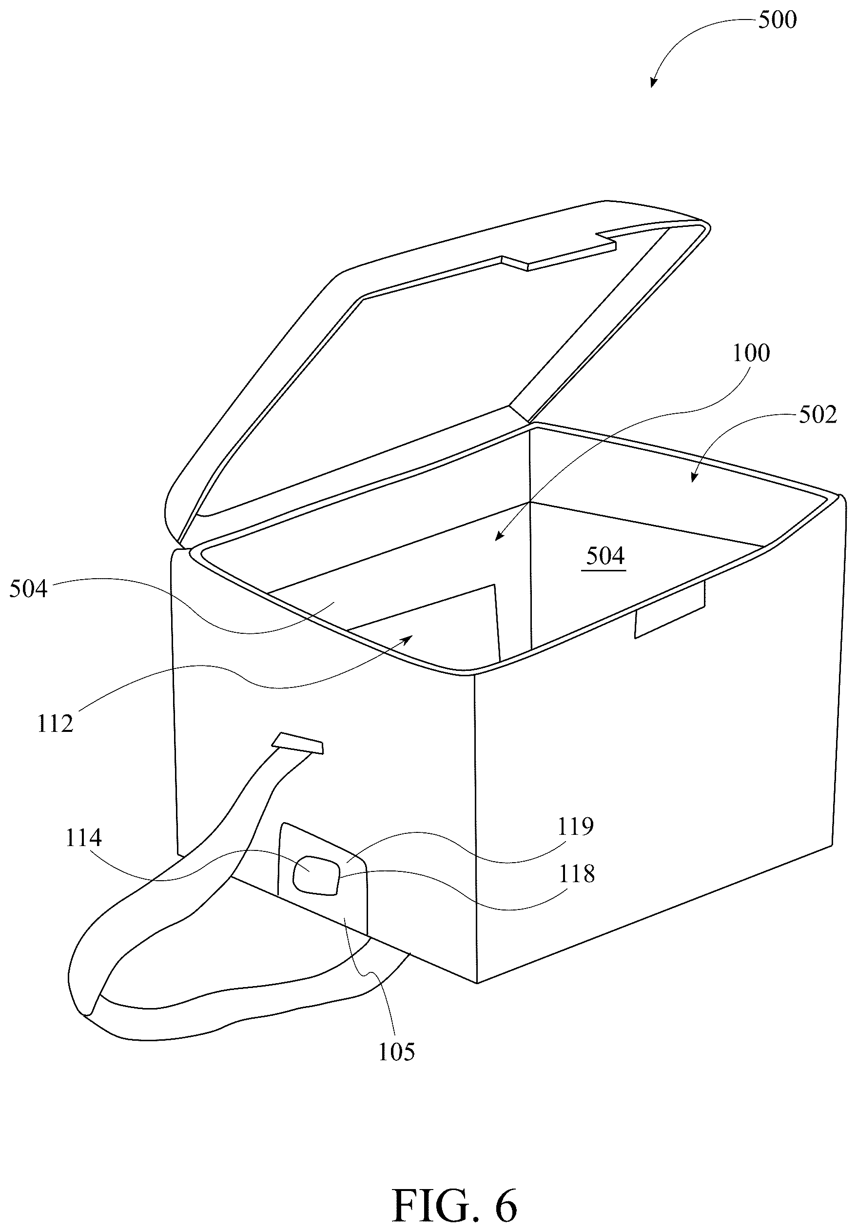 Patent US12569014 Figure 6 – Portable cooling device