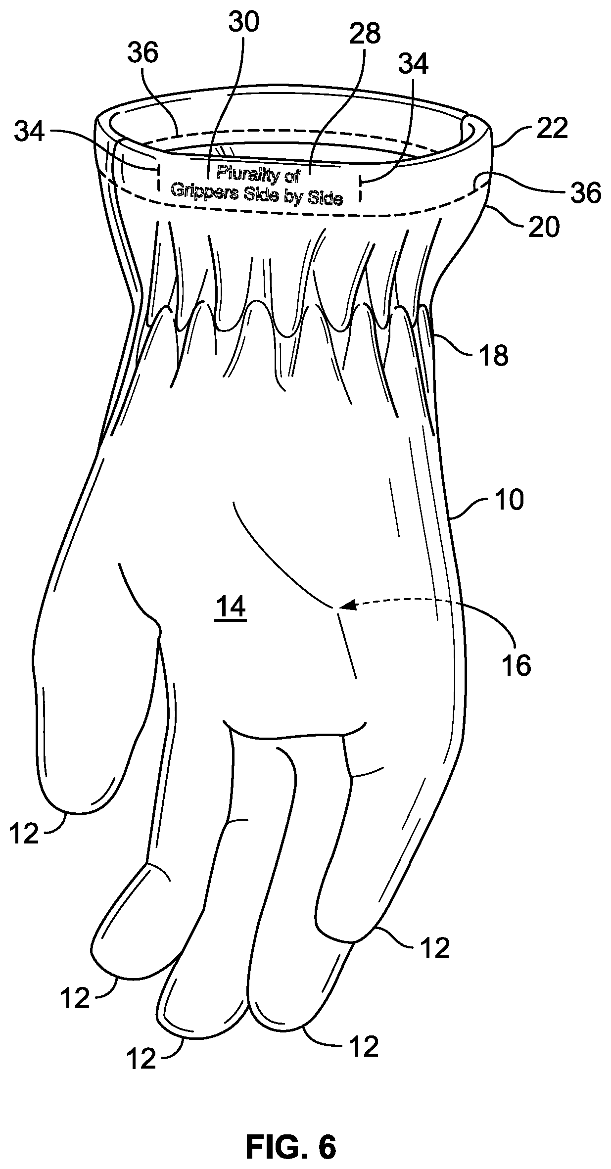 Patent US12569019 Figure 6 – Glove construction