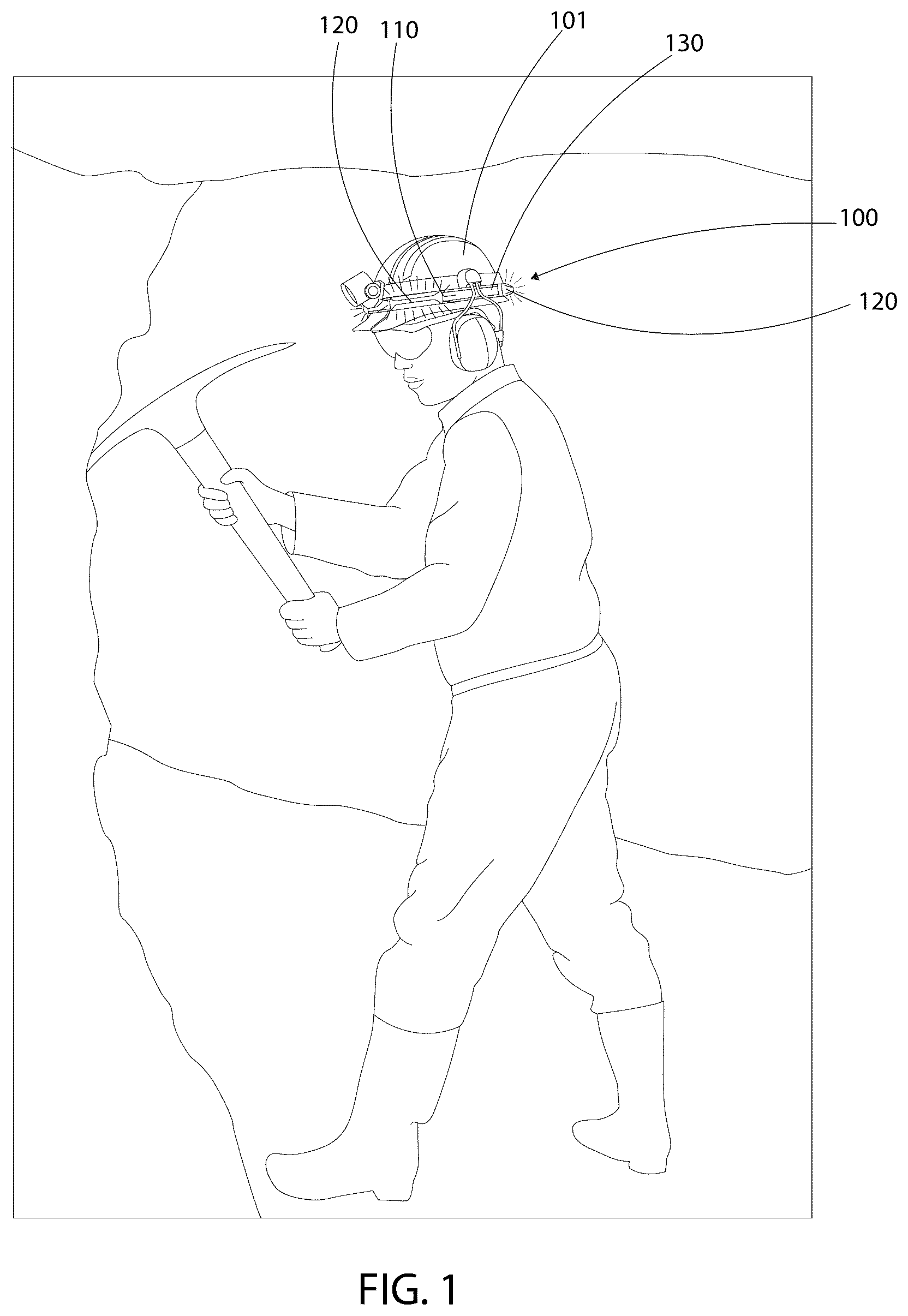 Patent US12569022 Figure 1 – Safety band for hard hat