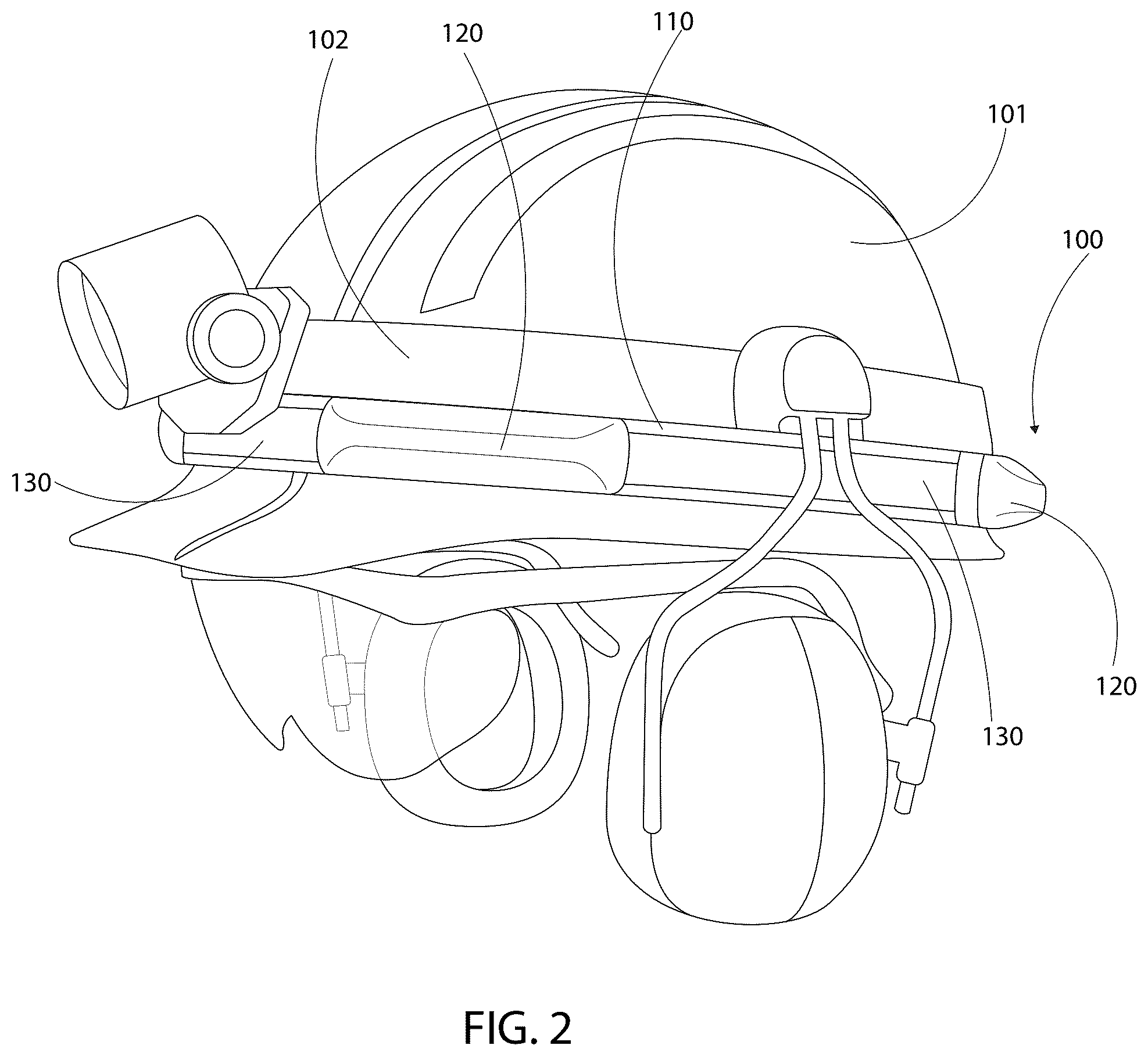 Patent US12569022 Figure 2 – Safety band for hard hat
