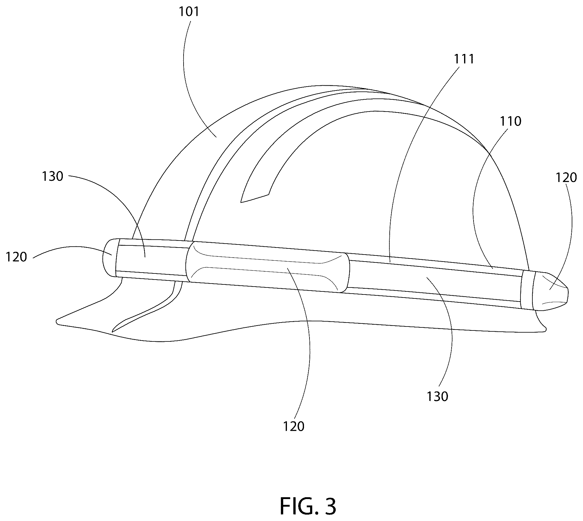 Patent US12569022 Figure 3 – Safety band for hard hat
