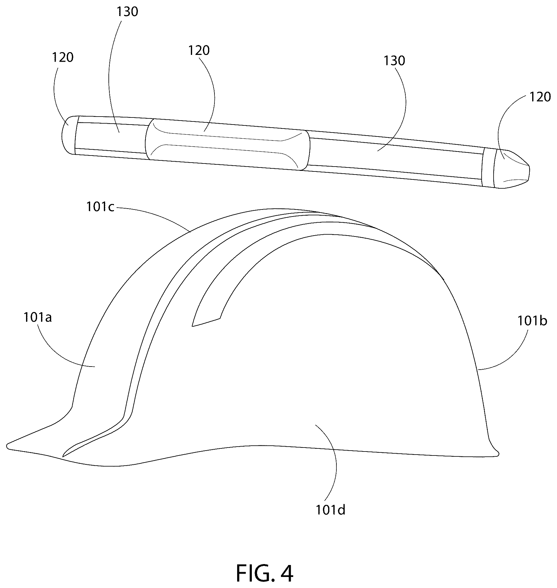 Patent US12569022 Figure 4 – Safety band for hard hat