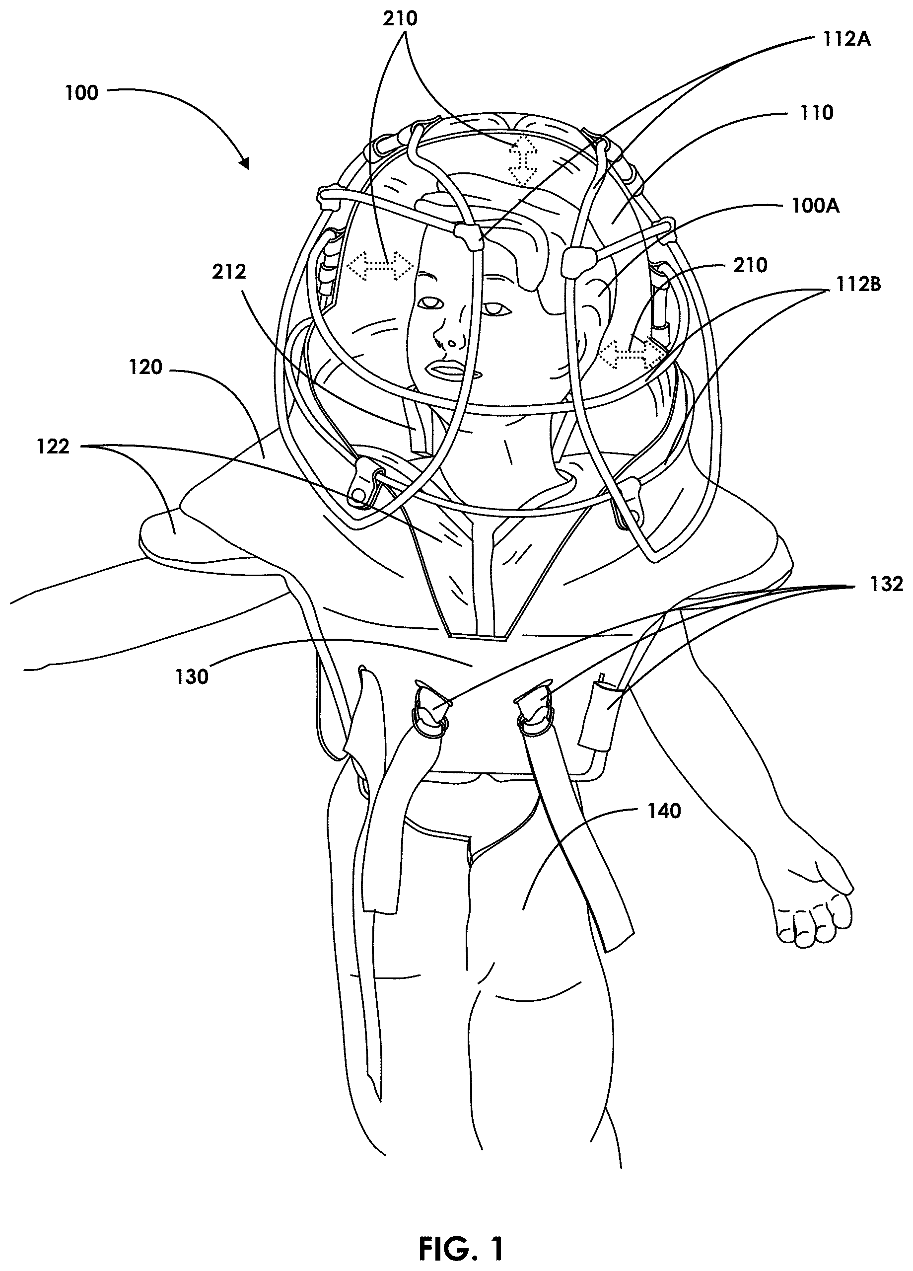 Patent US12569024 Figure 1 – Impact protection suit