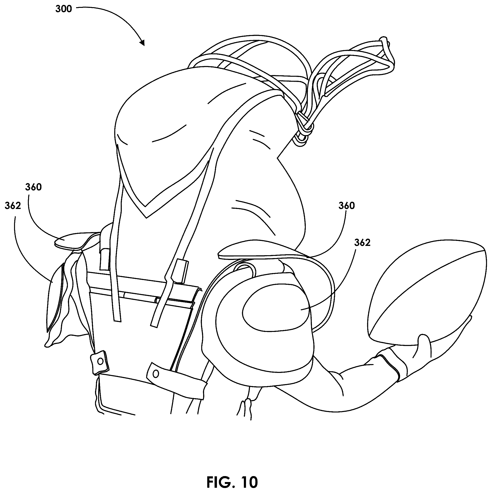 Patent US12569024 Figure 10 – Impact protection suit