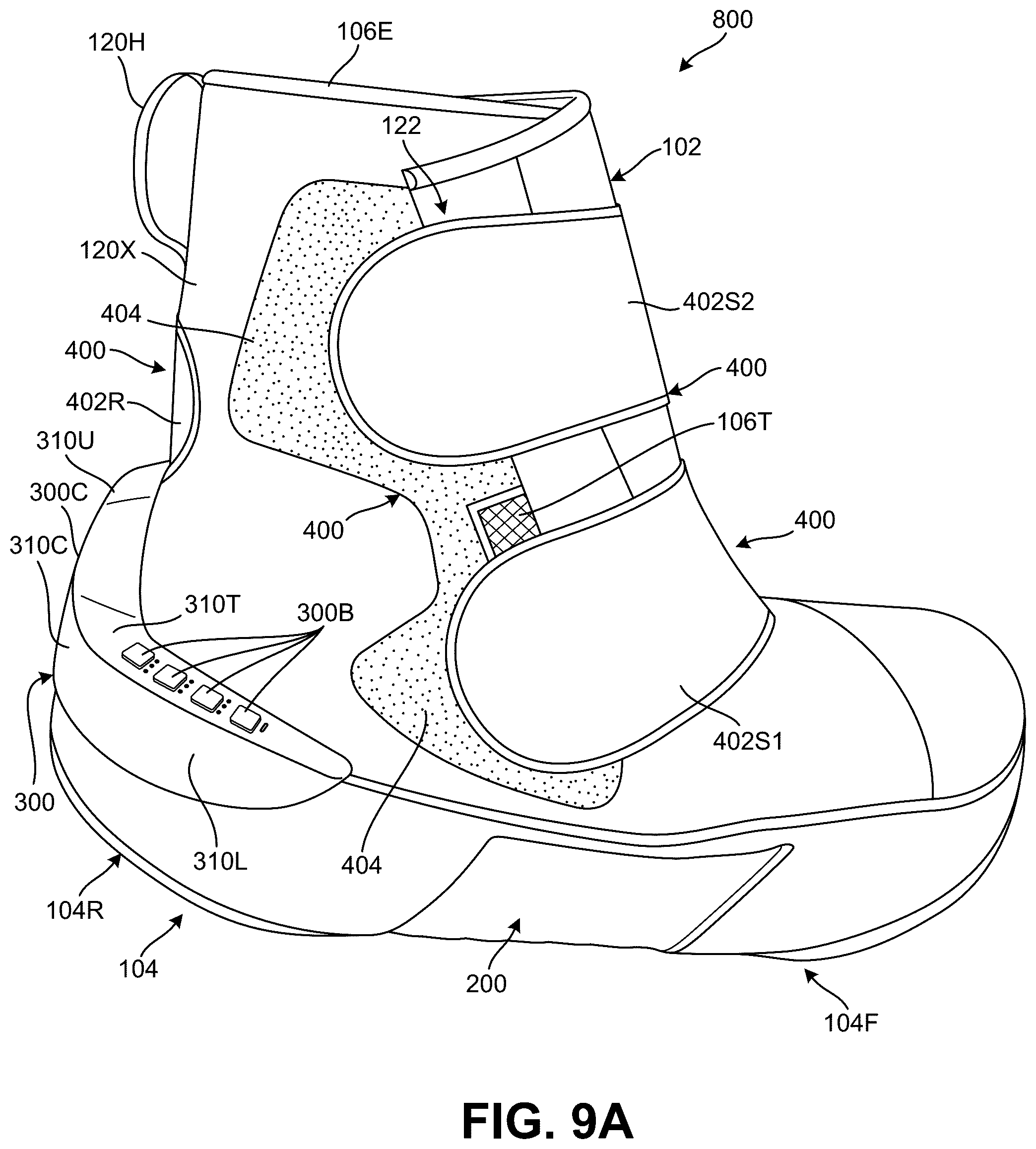 Patent US12569025 Figure 14 – Footwear structures providing compression and thermal treatment