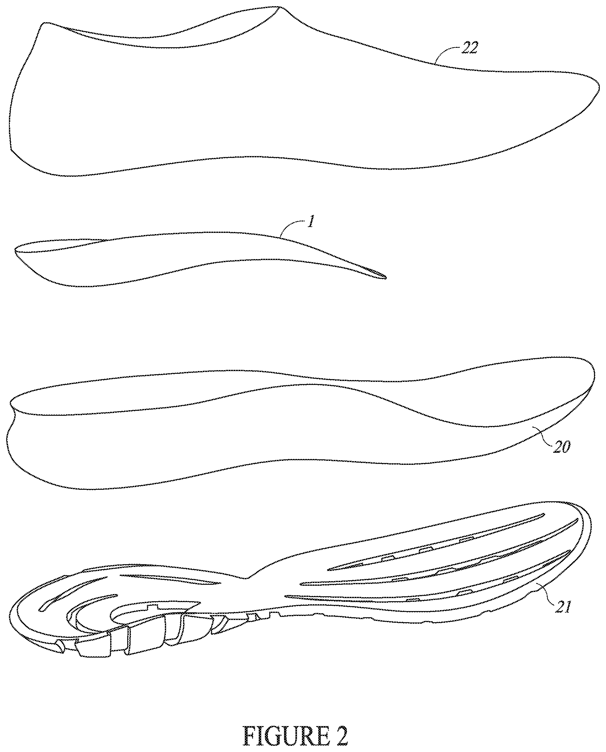 Patent US12569026 Figure 2 – Midsole with incorporated orthotic support