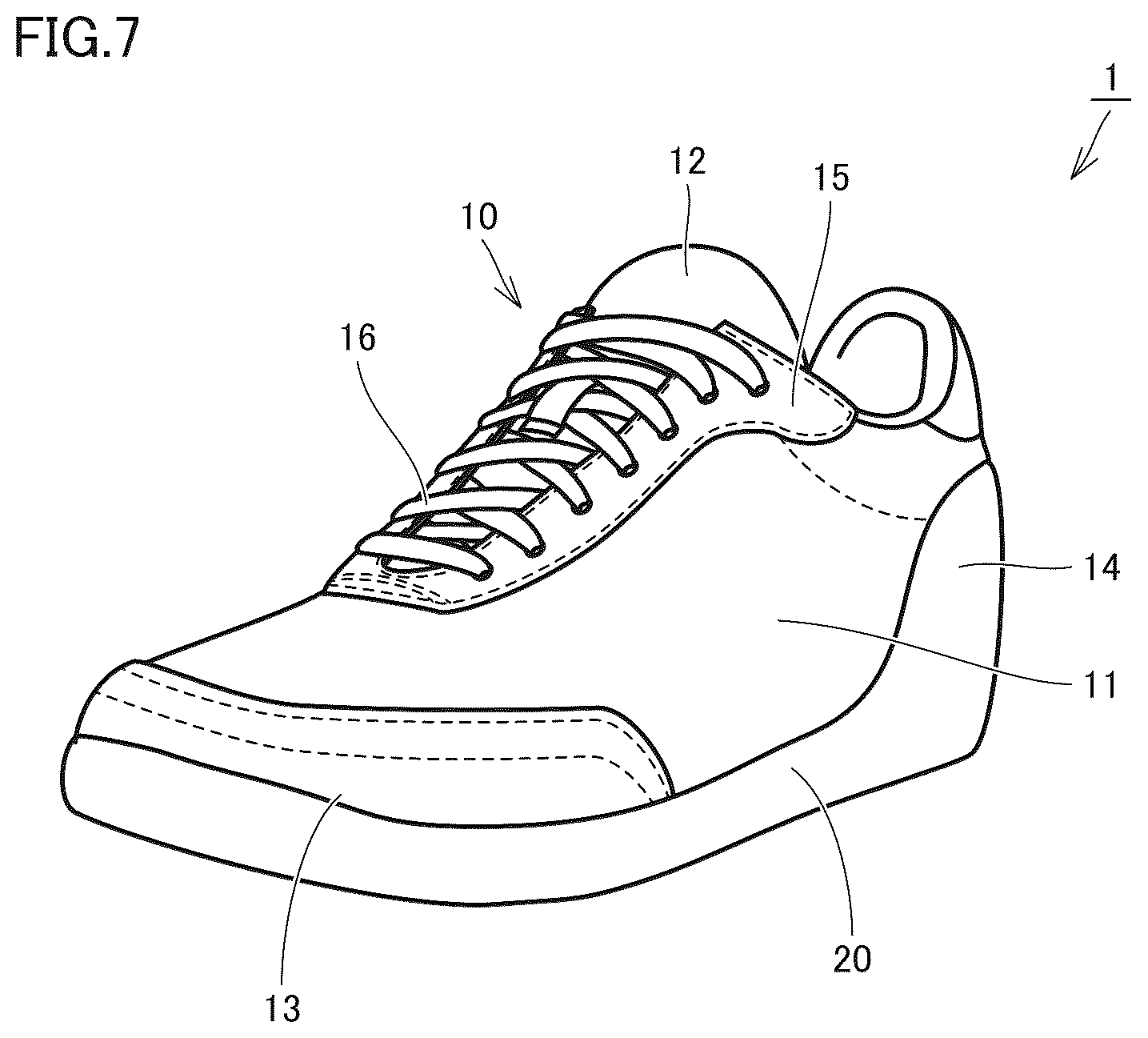 Patent US12569028 Figure 7 – Shoe member and shoe