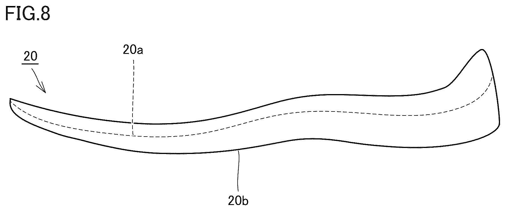 Patent US12569028 Figure 8 – Shoe member and shoe