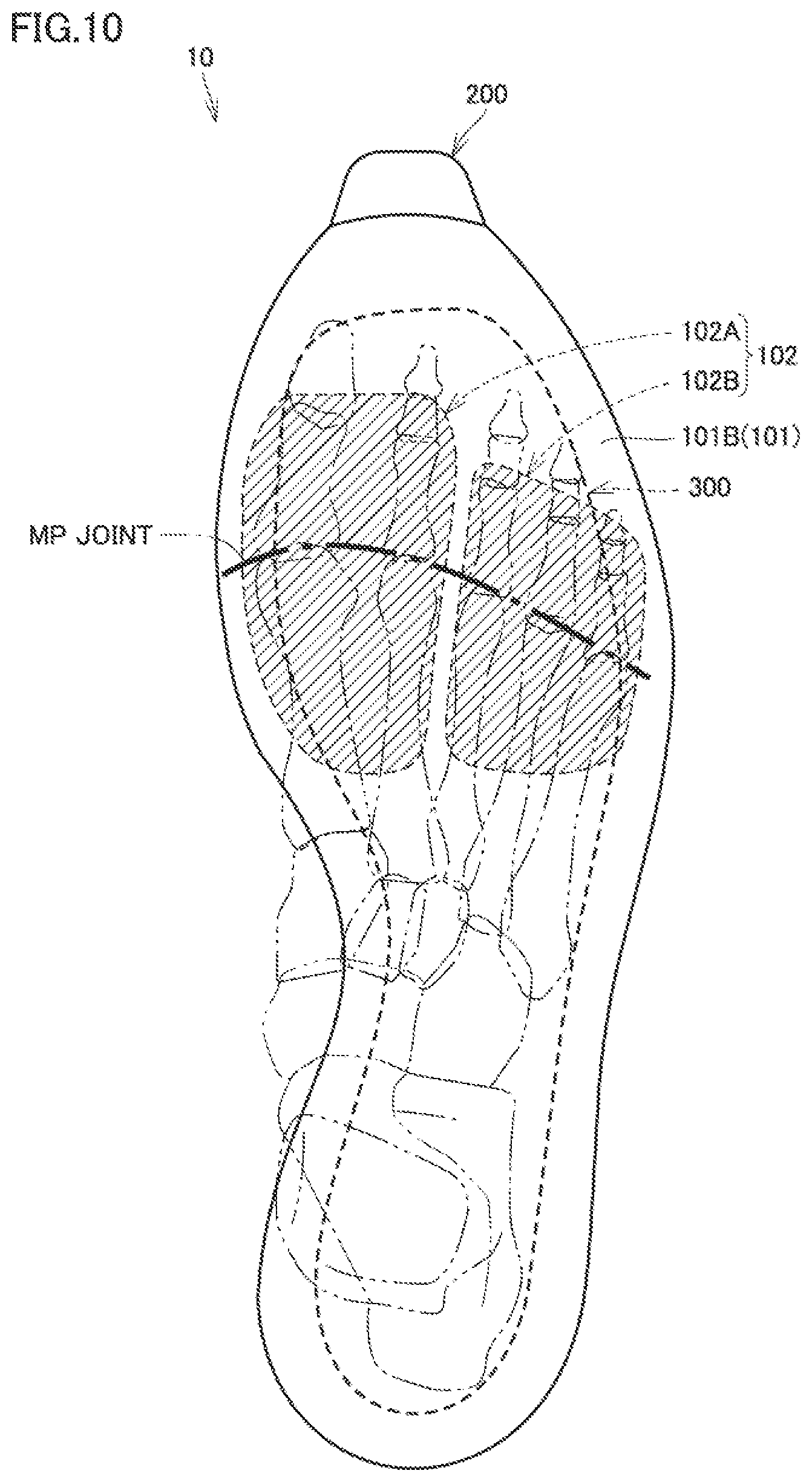 Patent US12569029 Figure 7 – Sole and shoe