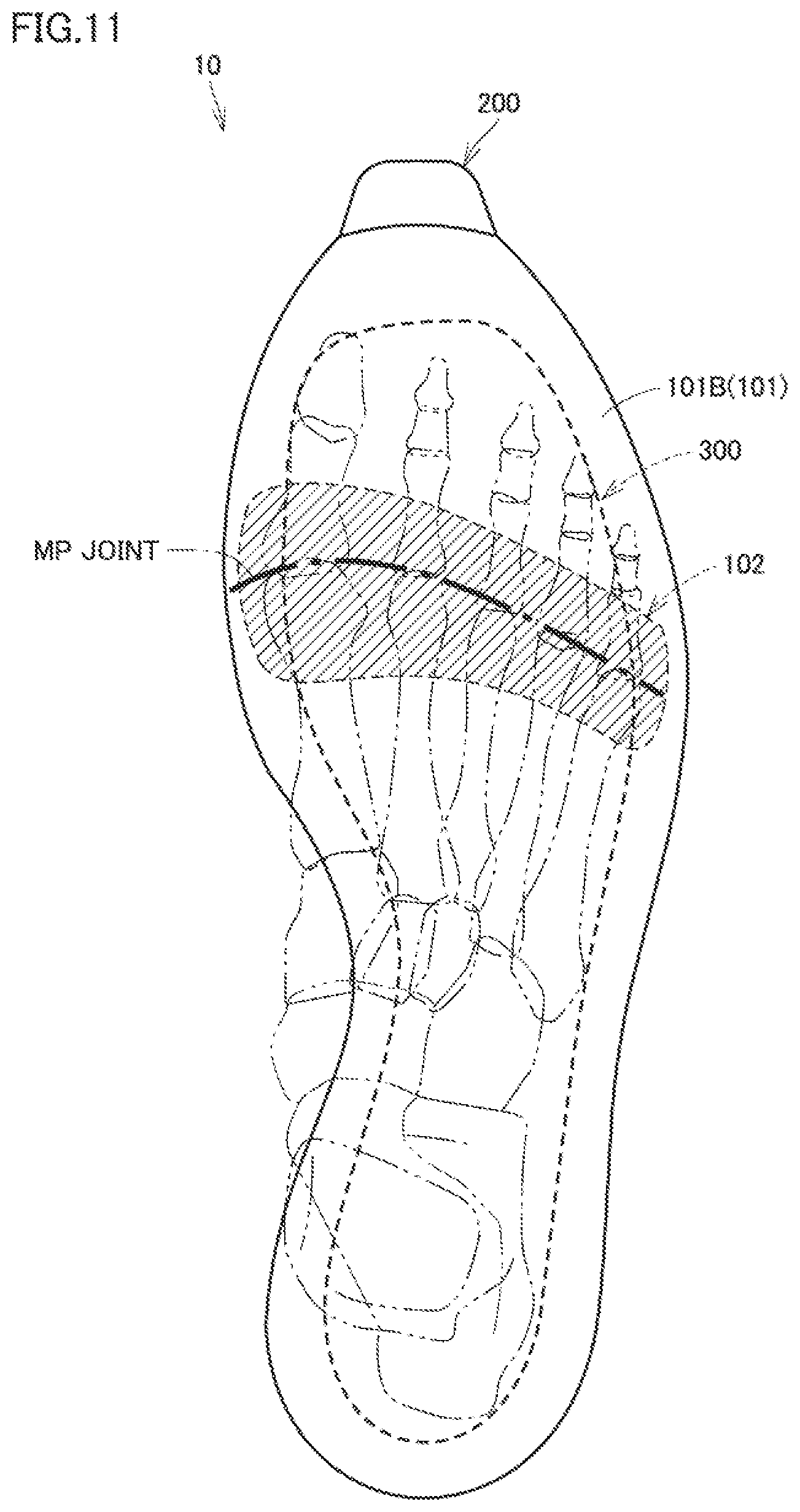 Patent US12569029 Figure 8 – Sole and shoe