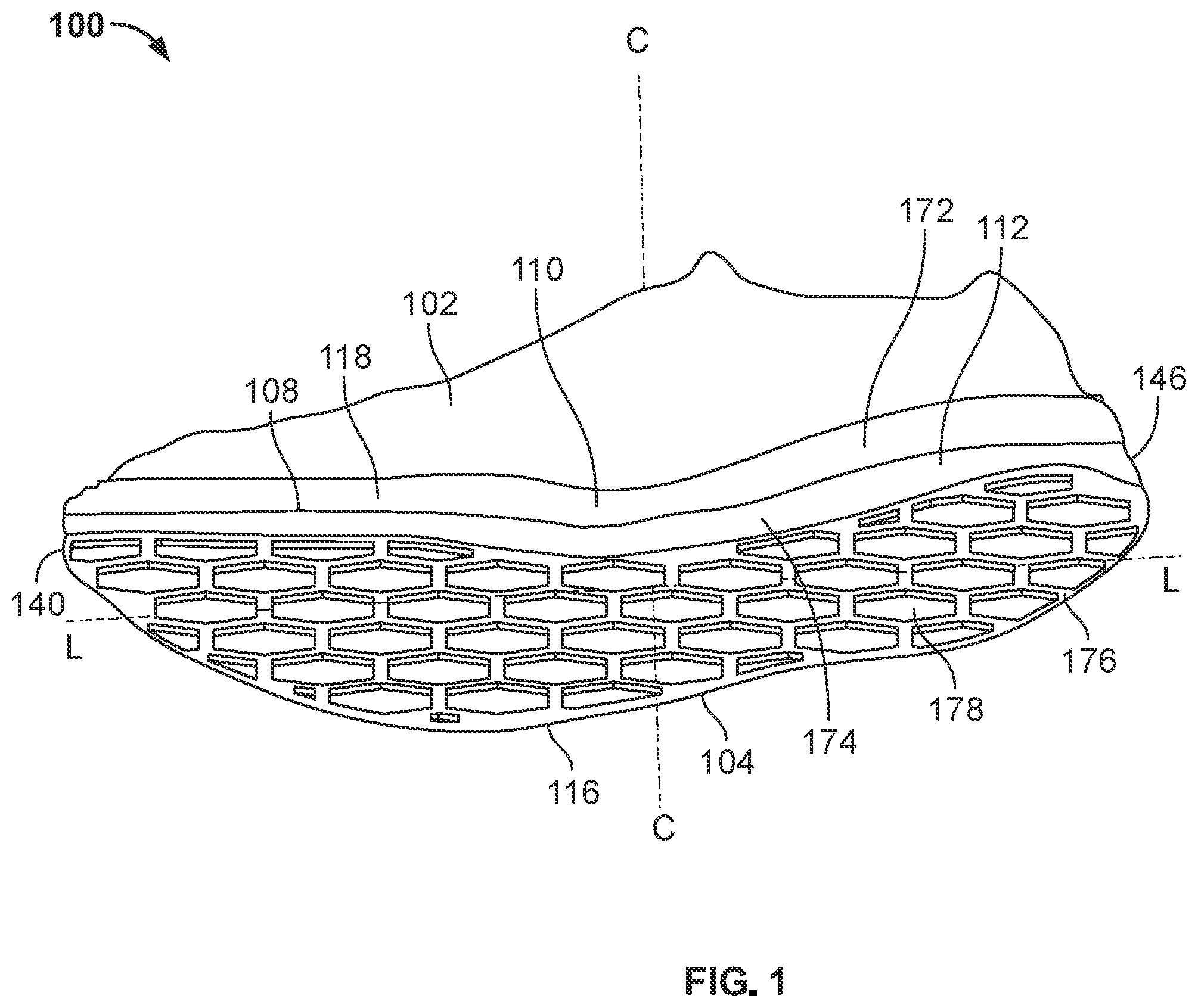 Patent US12569031 Figure 1 – Sole structure for an article of footwear