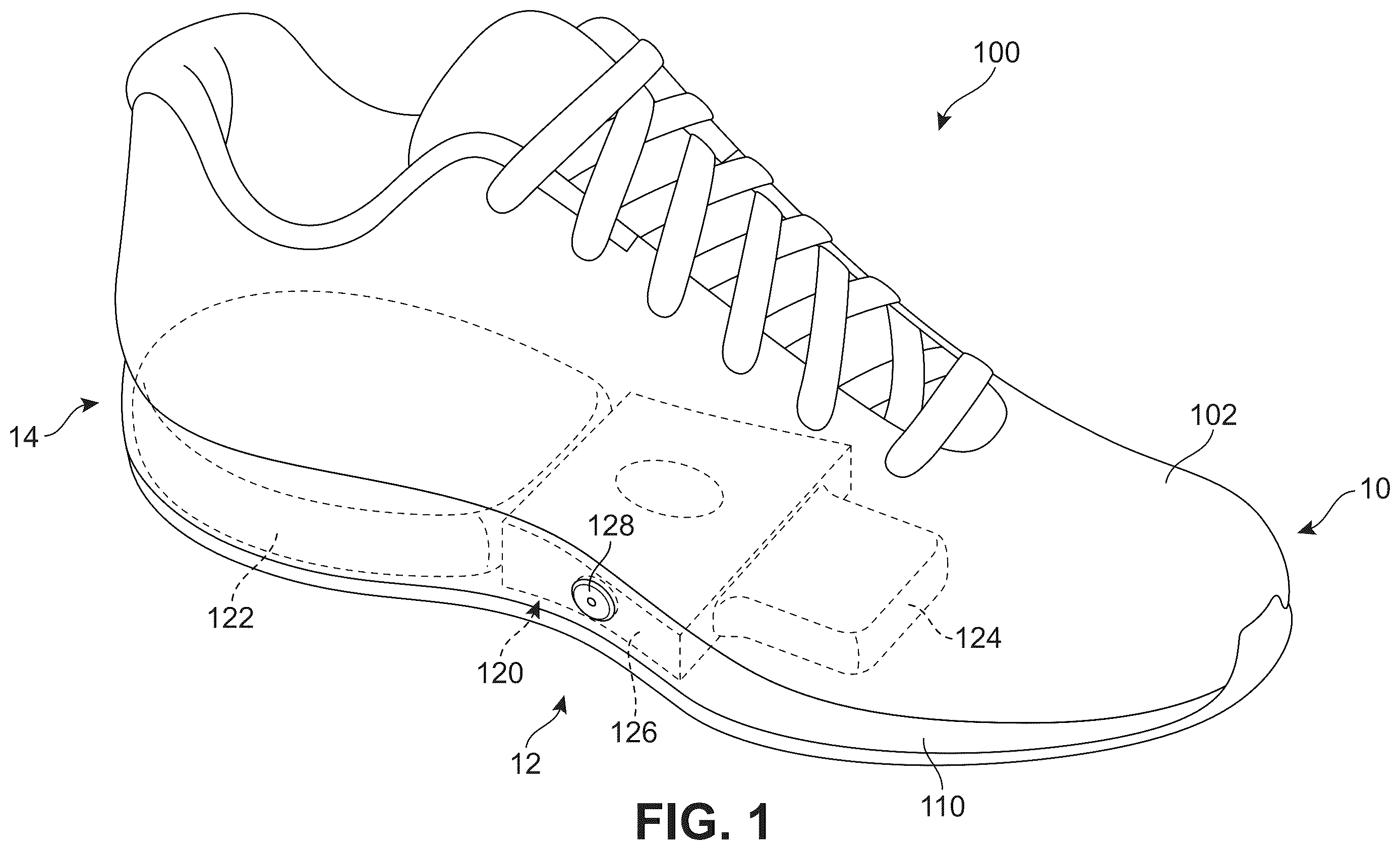Patent US12569032 Figure 1 – Electronically controlled bladder assembly