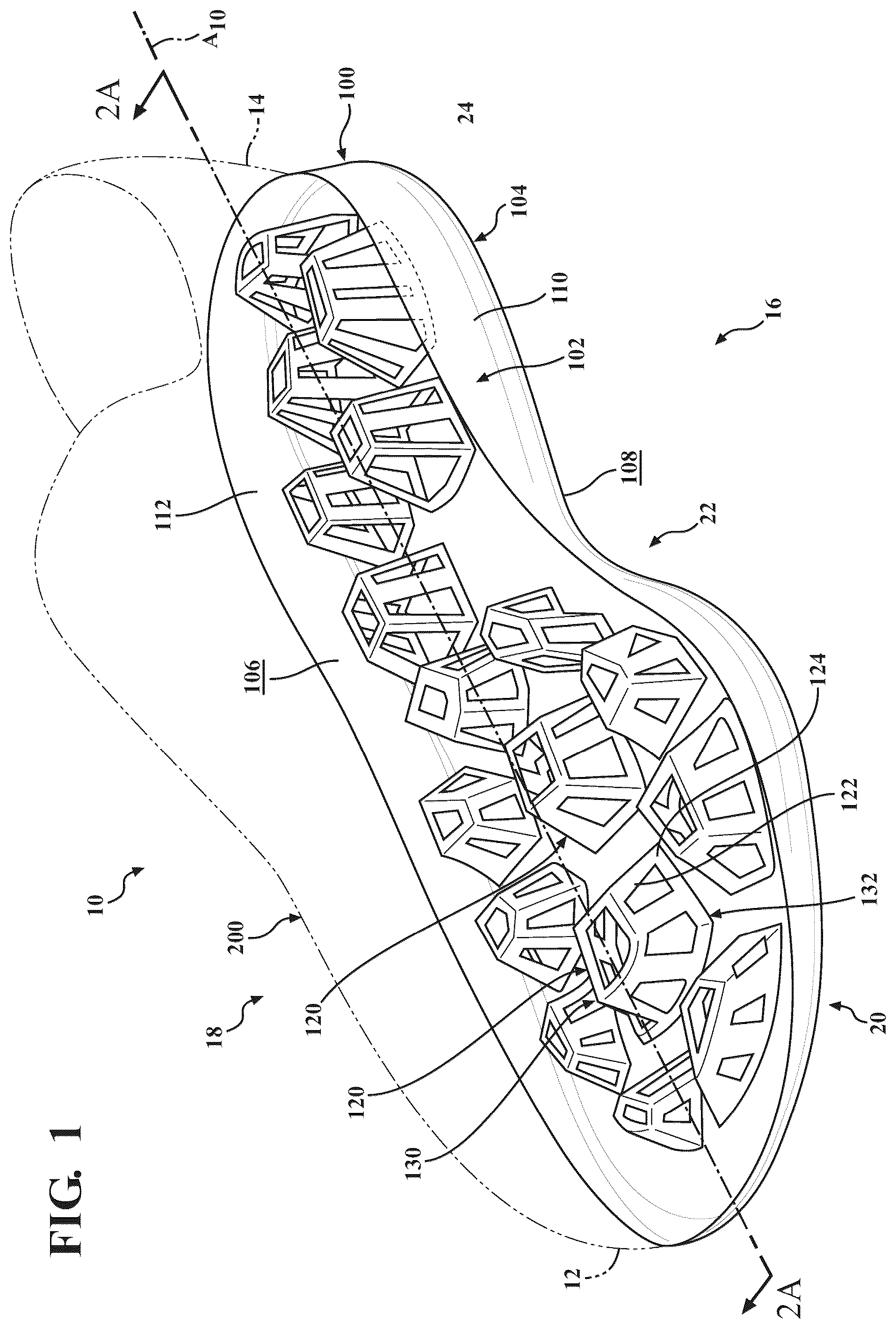 Patent US12569033 Figure 1 – Cushioning structure for article of footwear