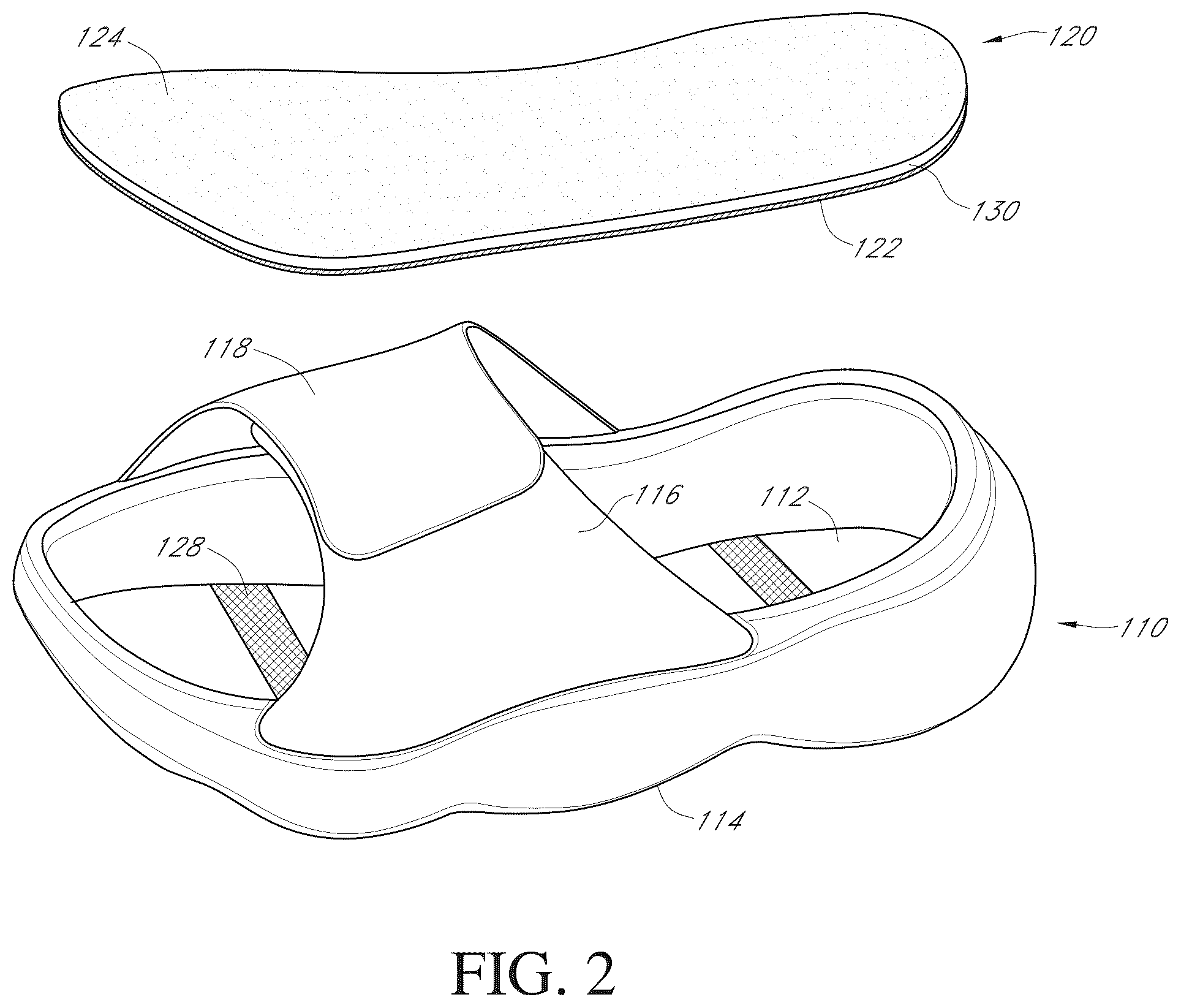 Patent US12569035 Figure 2 – Adhesive insert for shoe sole cleaning and protection