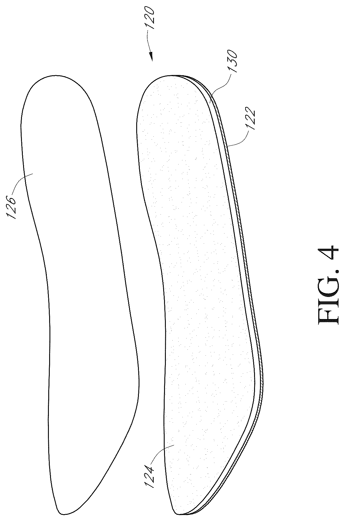 Patent US12569035 Figure 4 – Adhesive insert for shoe sole cleaning and protection
