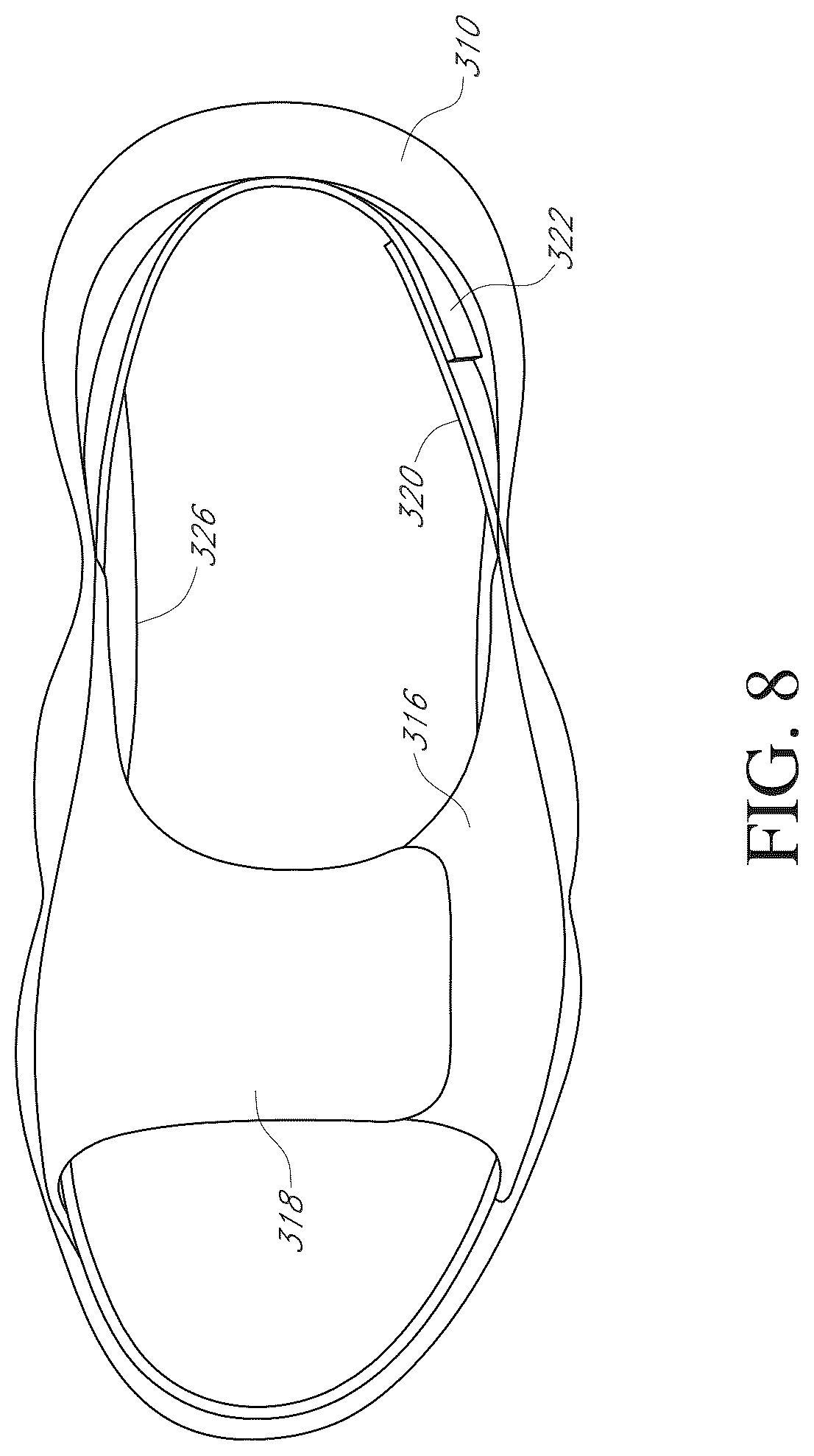 Patent US12569035 Figure 8 – Adhesive insert for shoe sole cleaning and protection