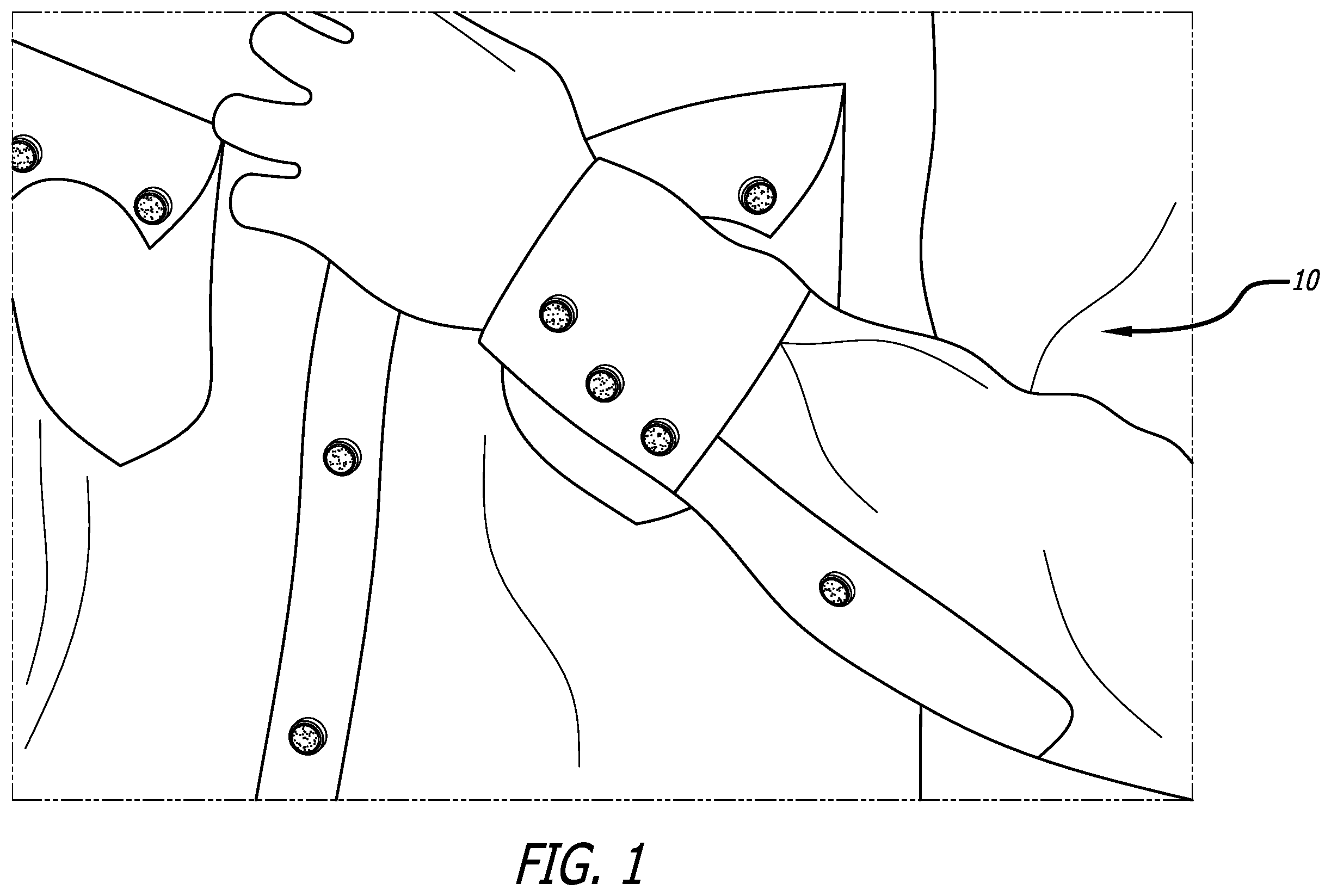 Patent US12569038 Figure 1 – Garments with semi-precious stone snaps
