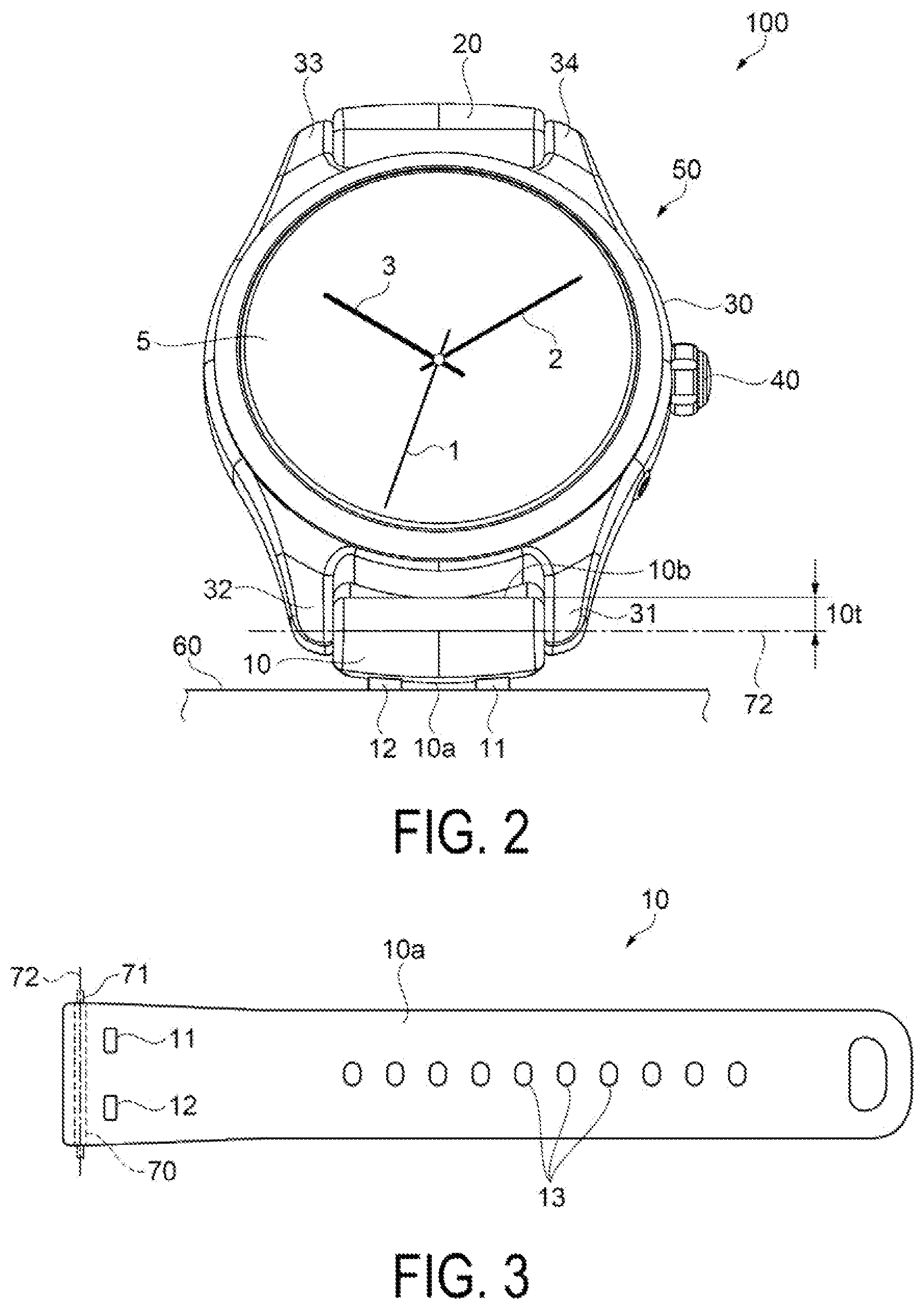 Patent US12569039 Figure 2 – Band and timepiece