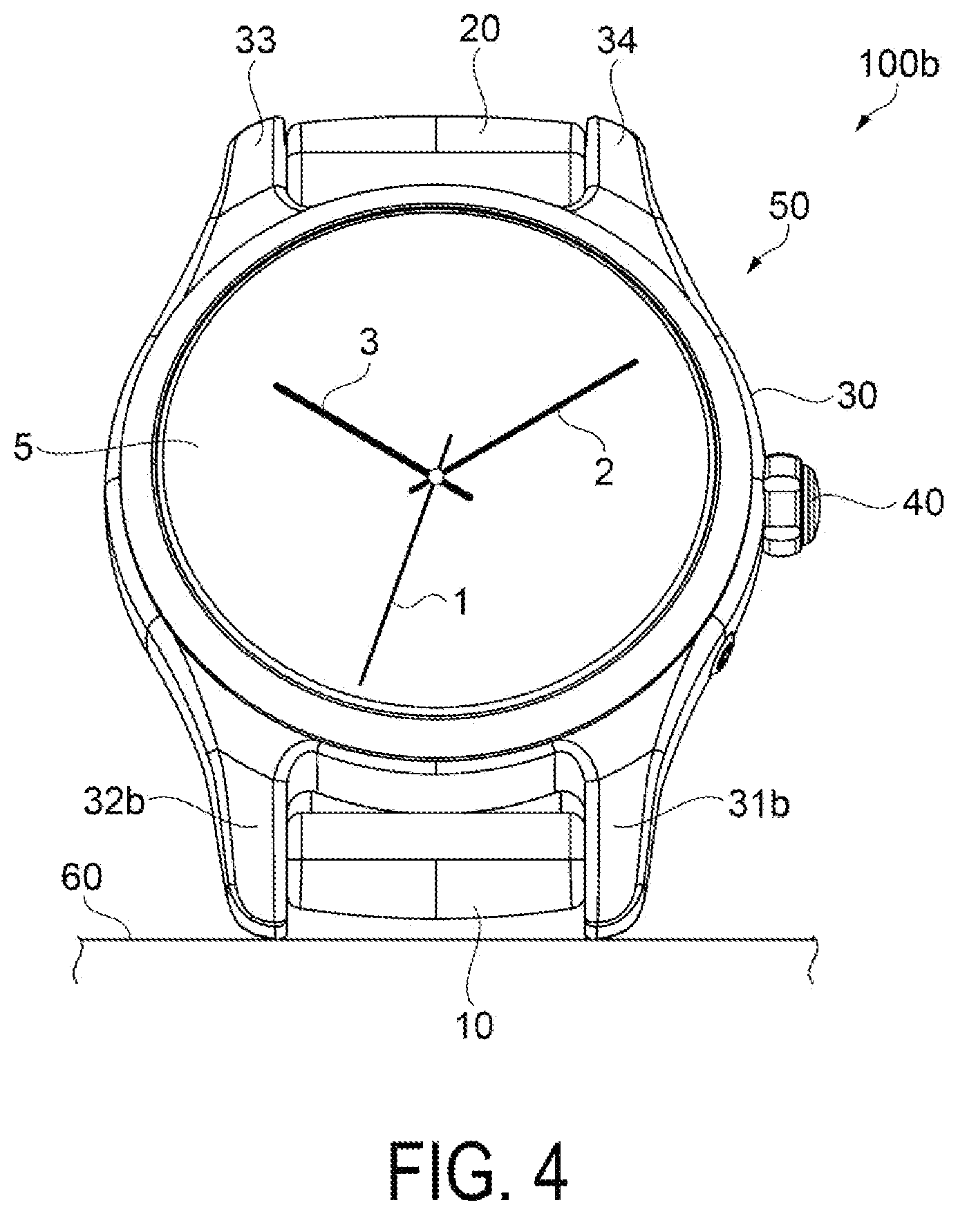 Patent US12569039 Figure 3 – Band and timepiece