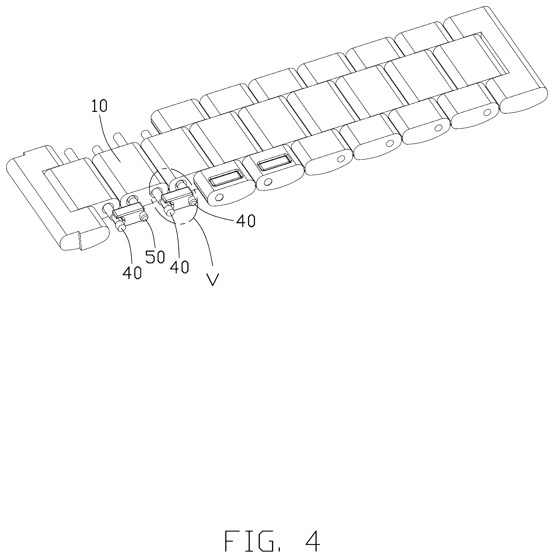 Patent US12569040 Figure 4 – Adjustable-length watch strap