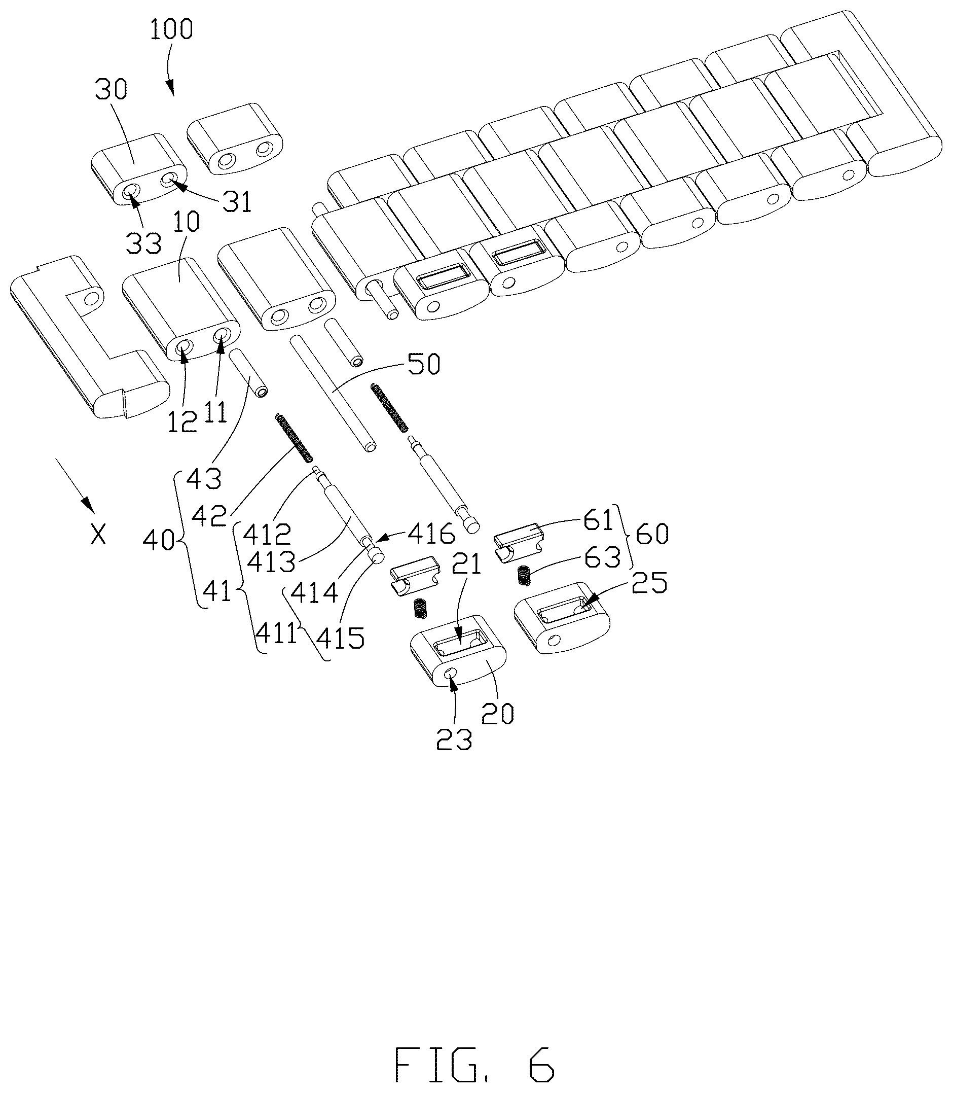 Patent US12569040 Figure 6 – Adjustable-length watch strap
