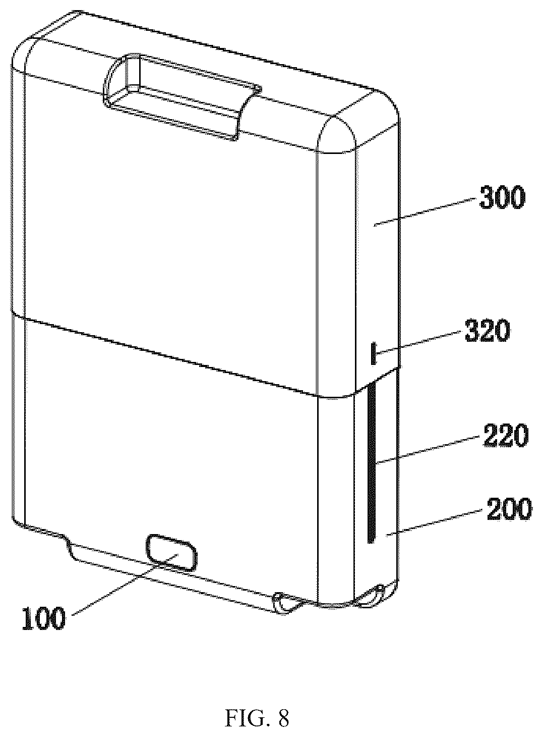 Patent US12569043 Figure 8 – Locking device and suitcase having same