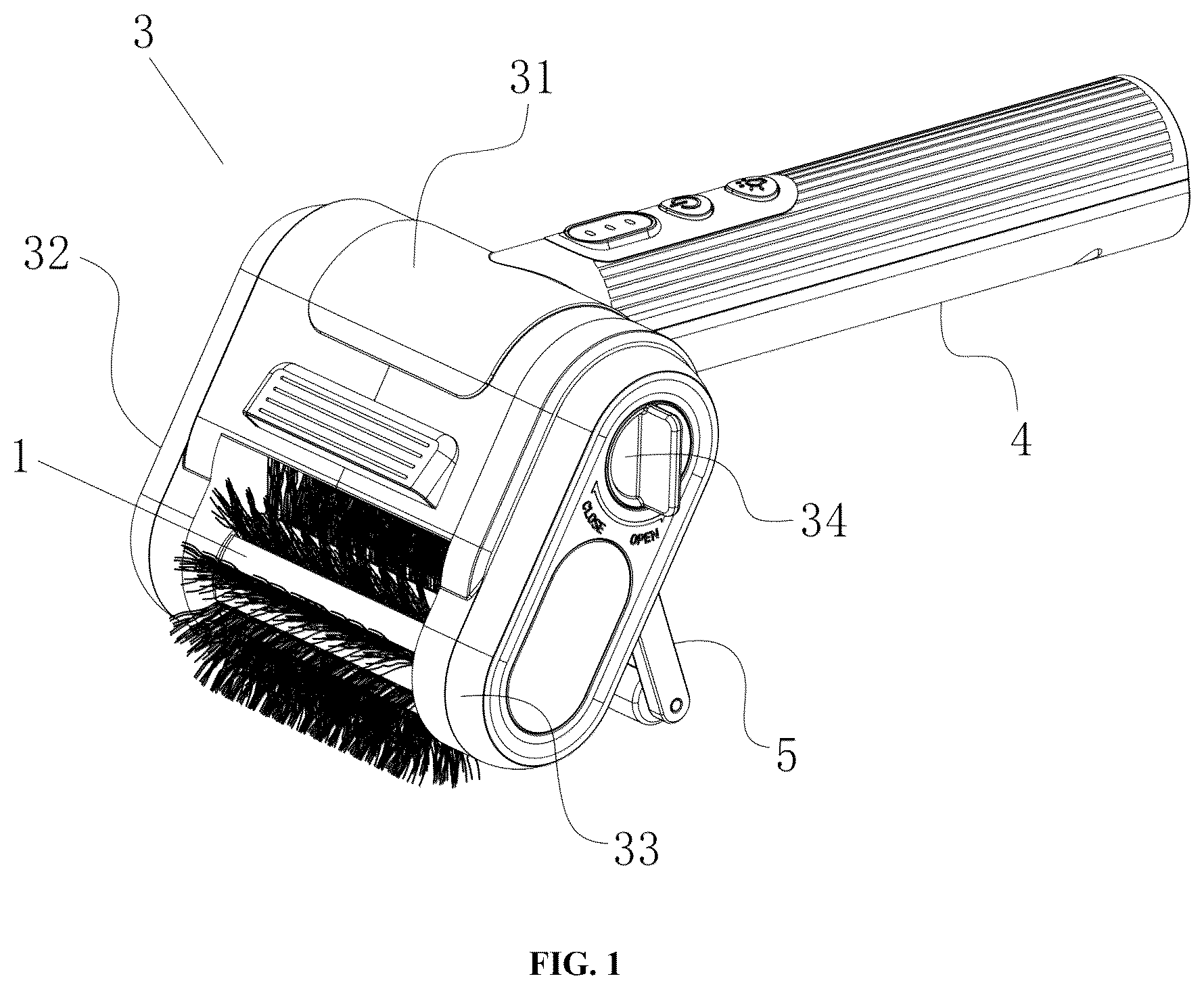 Patent US12569054 Figure 1 – Electric cleaning brush using bristle brush for cleaning