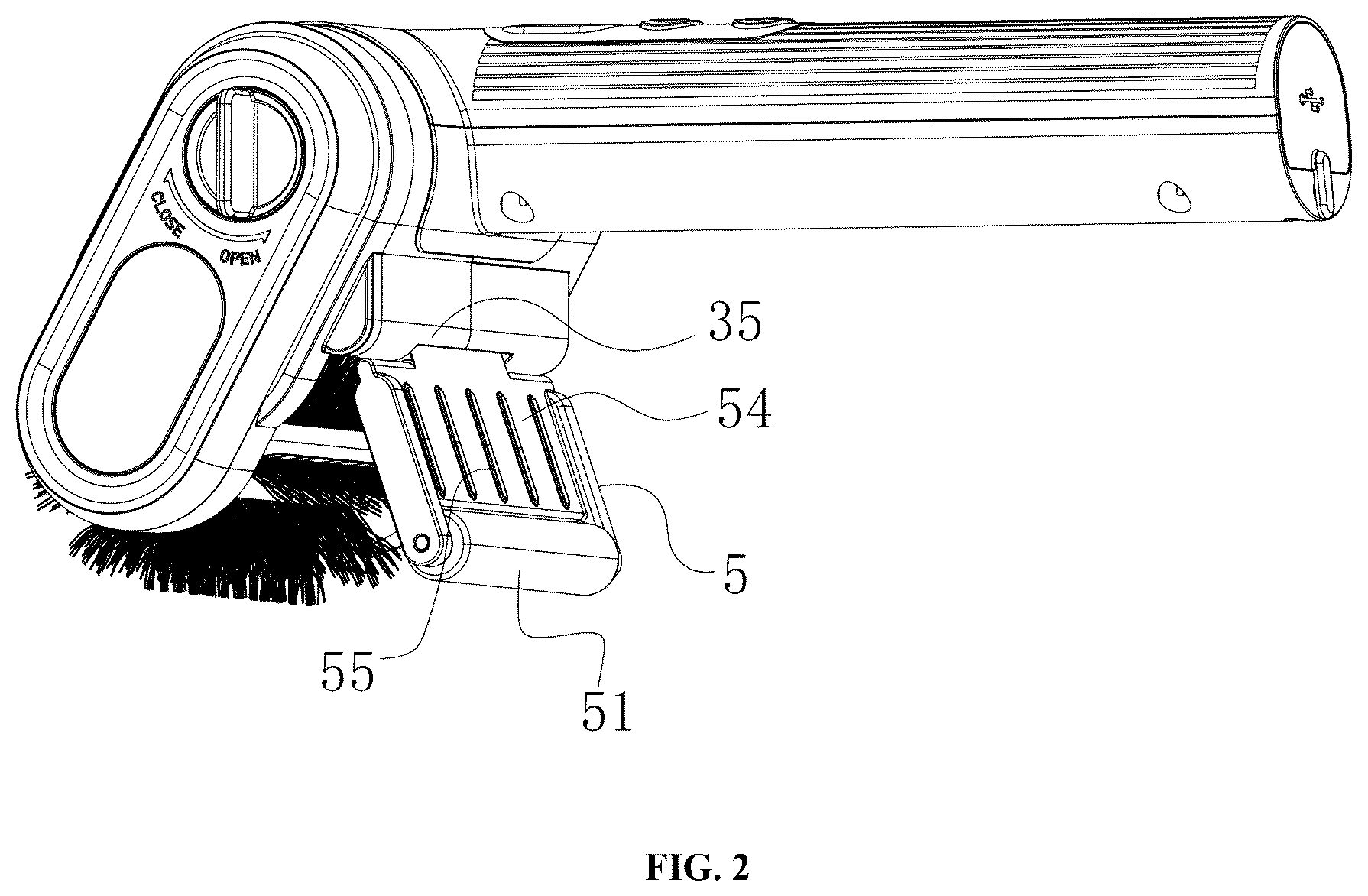 Patent US12569054 Figure 2 – Electric cleaning brush using bristle brush for cleaning
