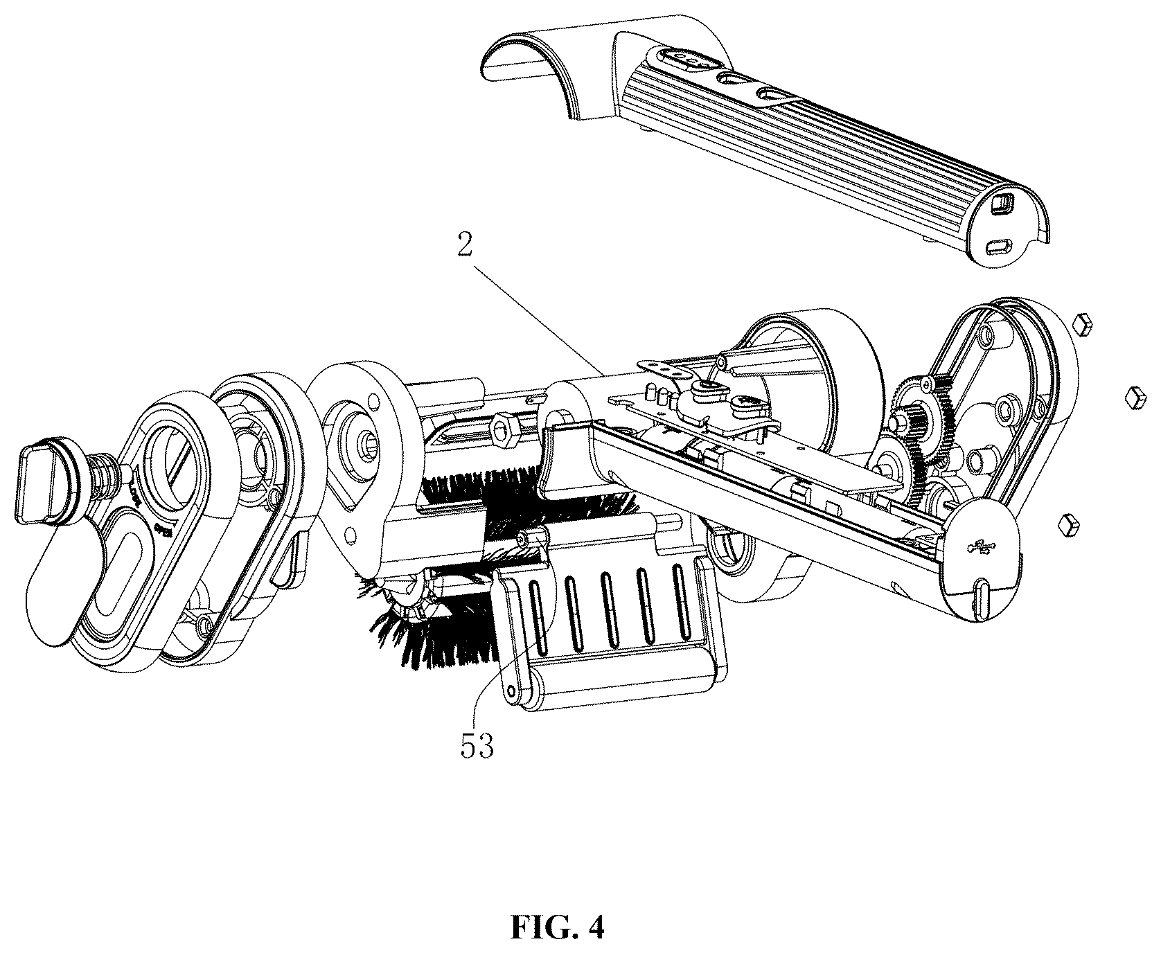 Patent US12569054 Figure 4 – Electric cleaning brush using bristle brush for cleaning
