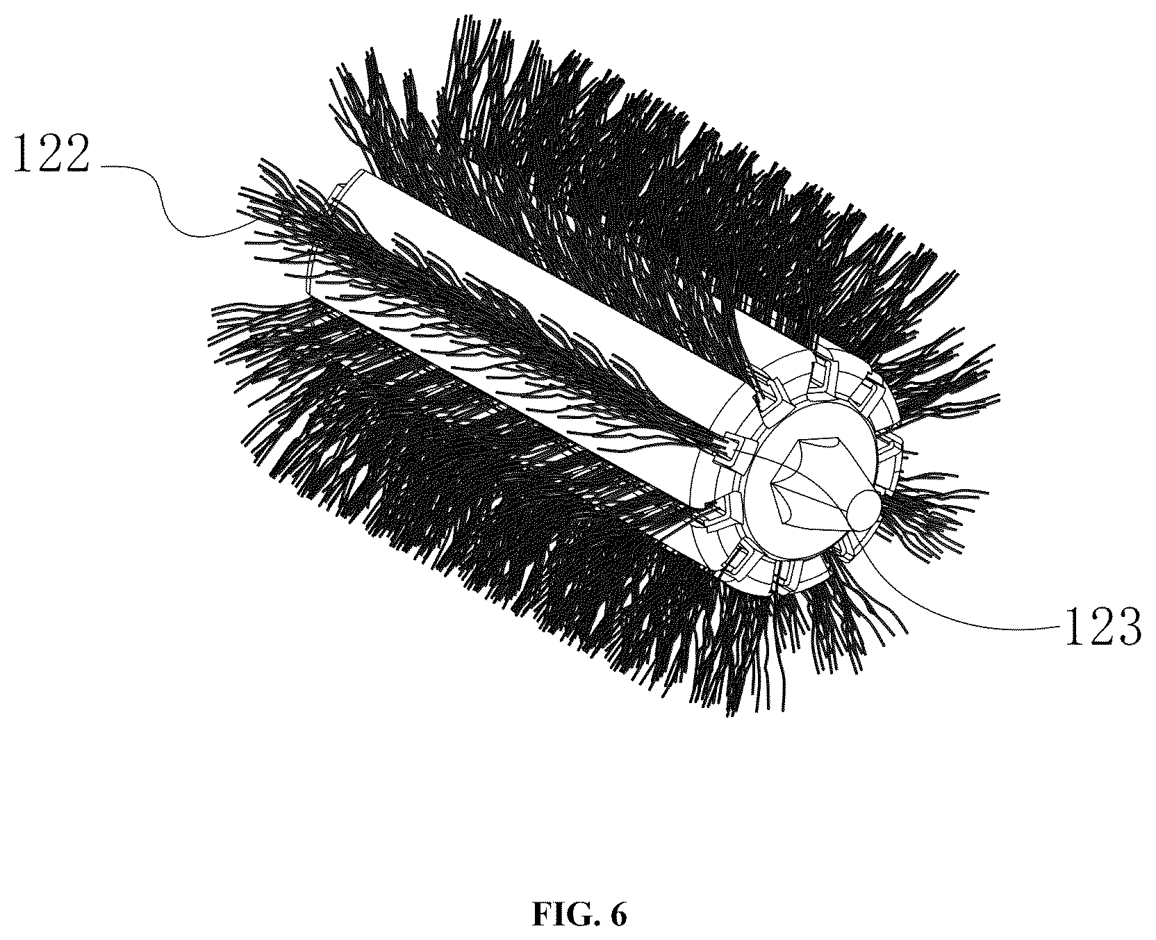 Patent US12569054 Figure 6 – Electric cleaning brush using bristle brush for cleaning