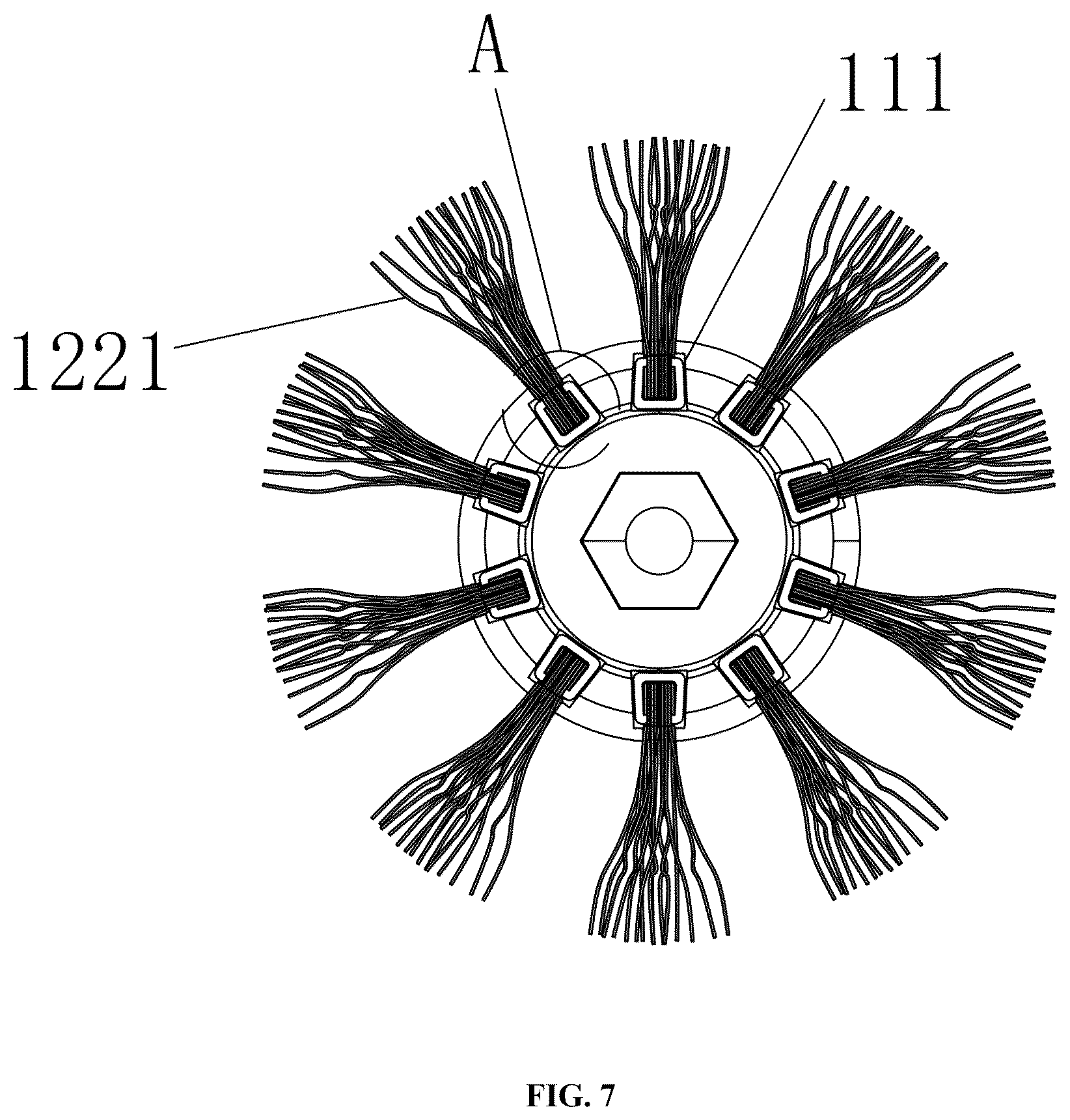 Patent US12569054 Figure 7 – Electric cleaning brush using bristle brush for cleaning