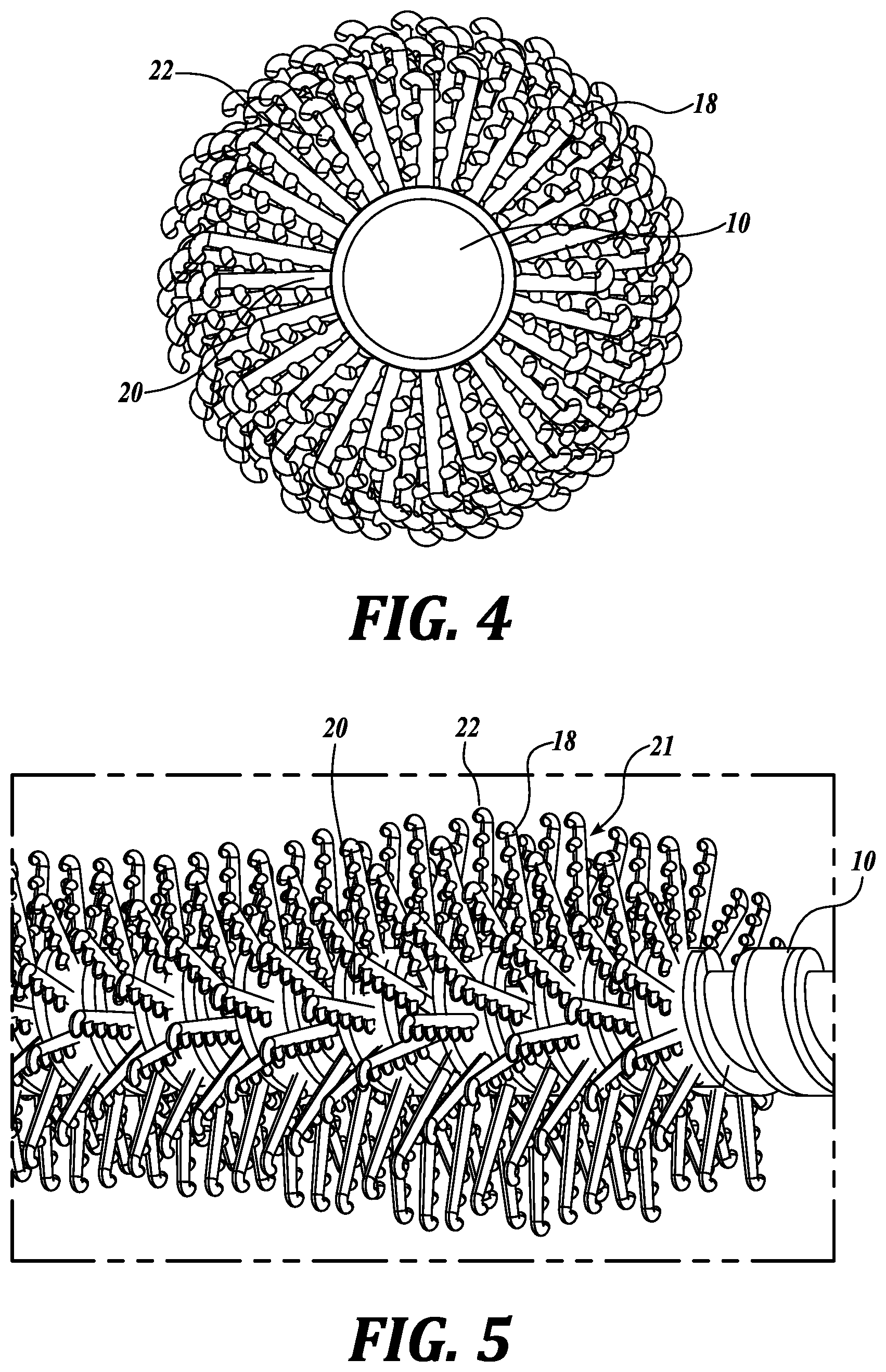 Patent US12569056 Figure 4 – Spiral cosmetic applicator with downward facing microcombs