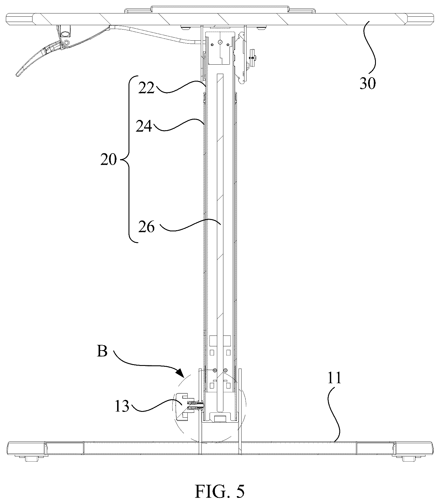 Patent US12569058 Figure 5 – Folding table