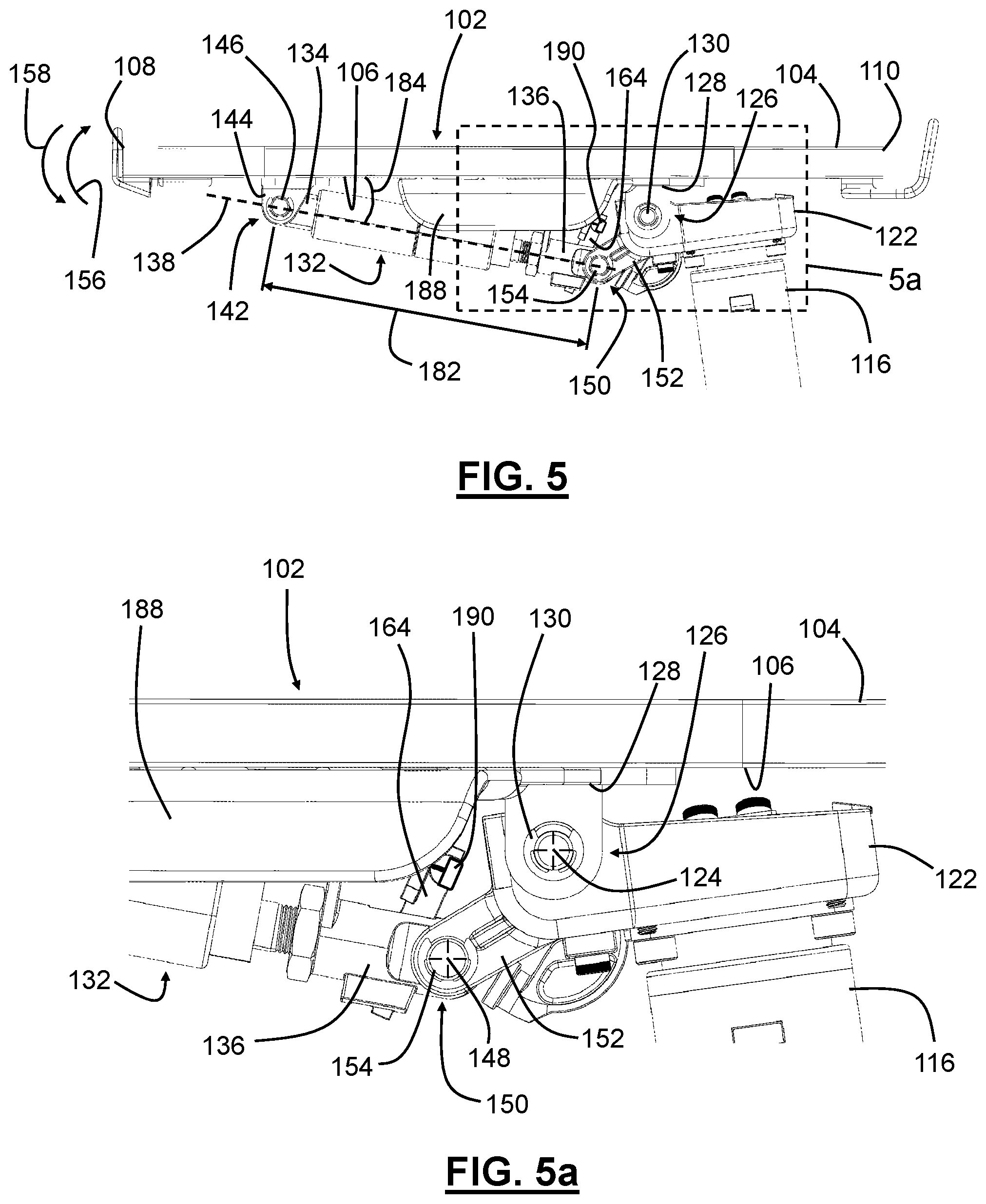 Patent US12569059 Figure 5 – Workstation with tilt-adjustable tabletop