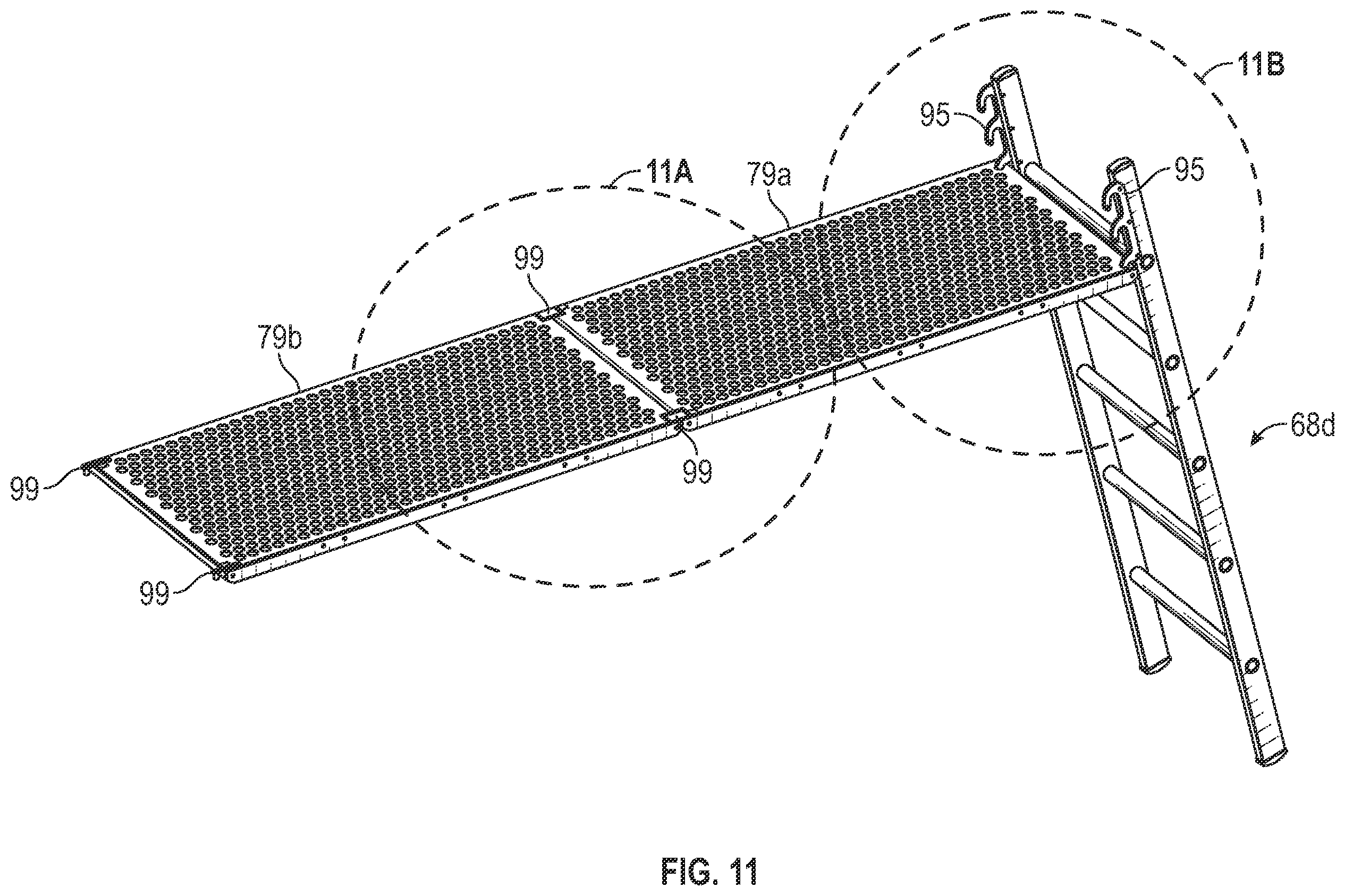 Patent US12569060 Figure 11 – Mobile storage system with elevated platform