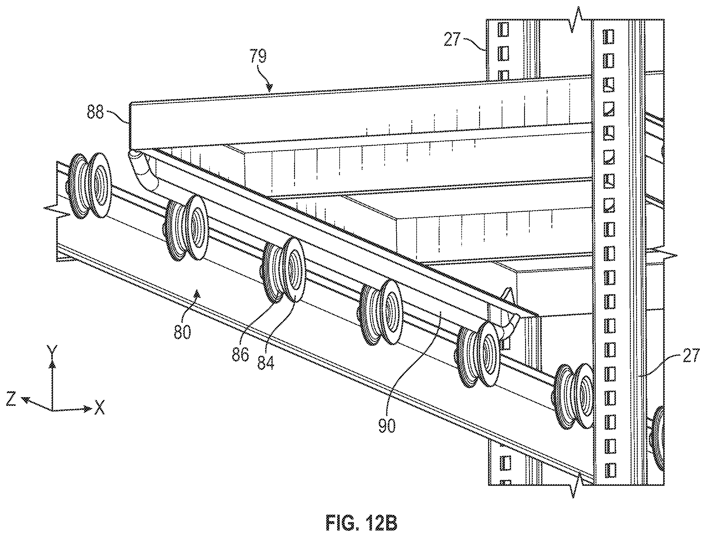 Patent US12569060 Figure 14 – Mobile storage system with elevated platform