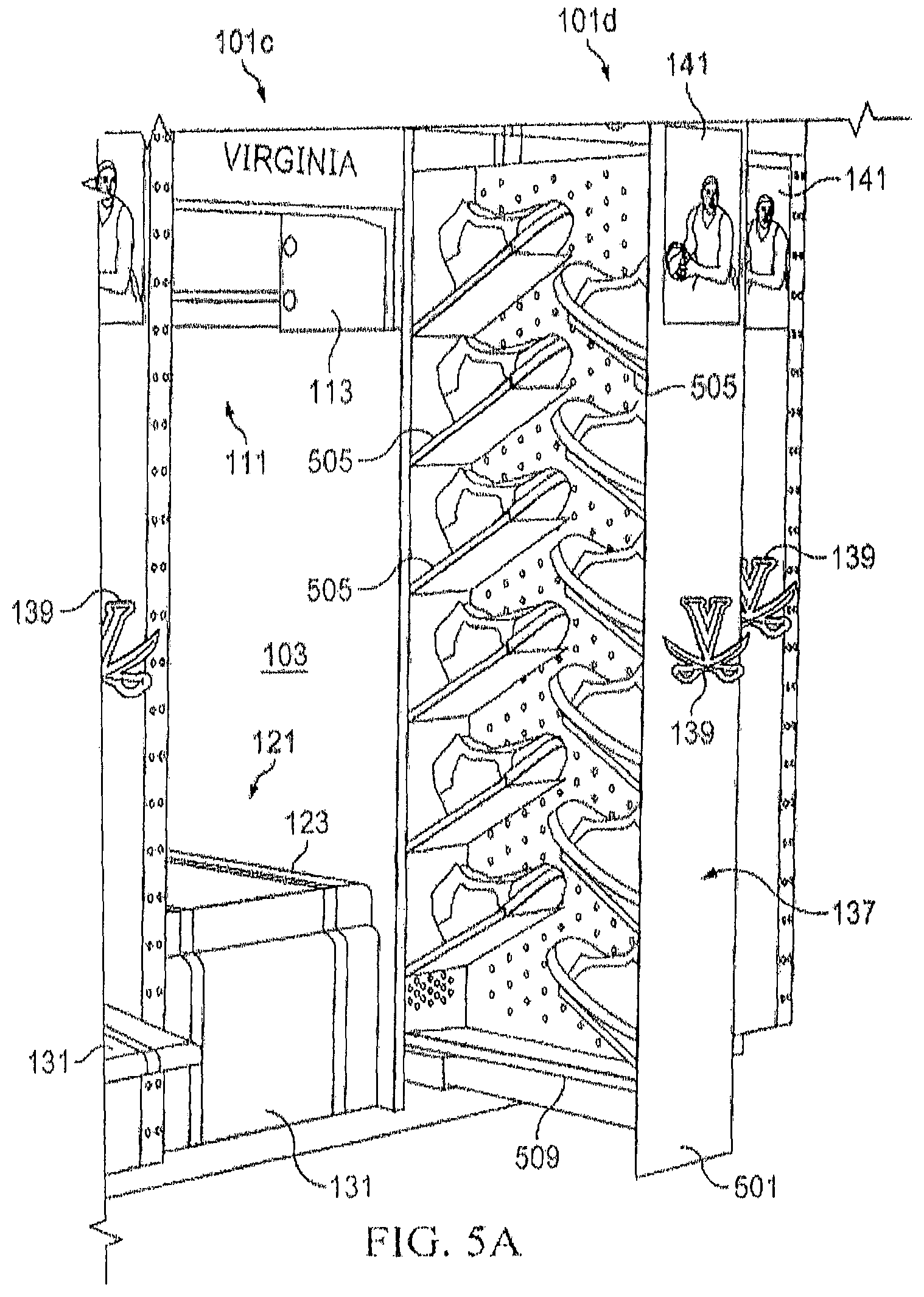 Patent US12569062 Figure 7 – Locker with reclining seat and roll-up door
