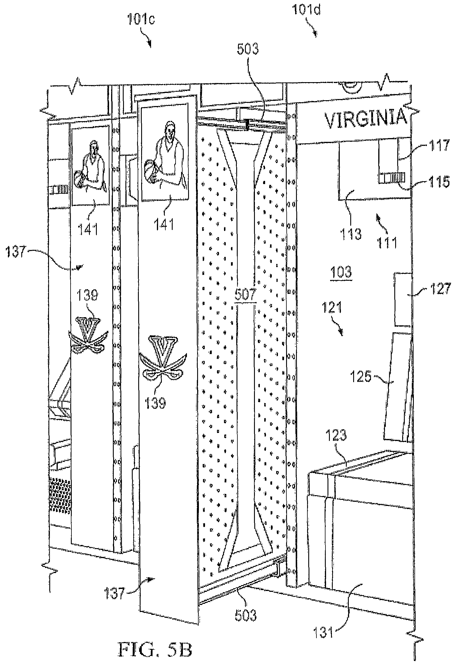 Patent US12569062 Figure 8 – Locker with reclining seat and roll-up door