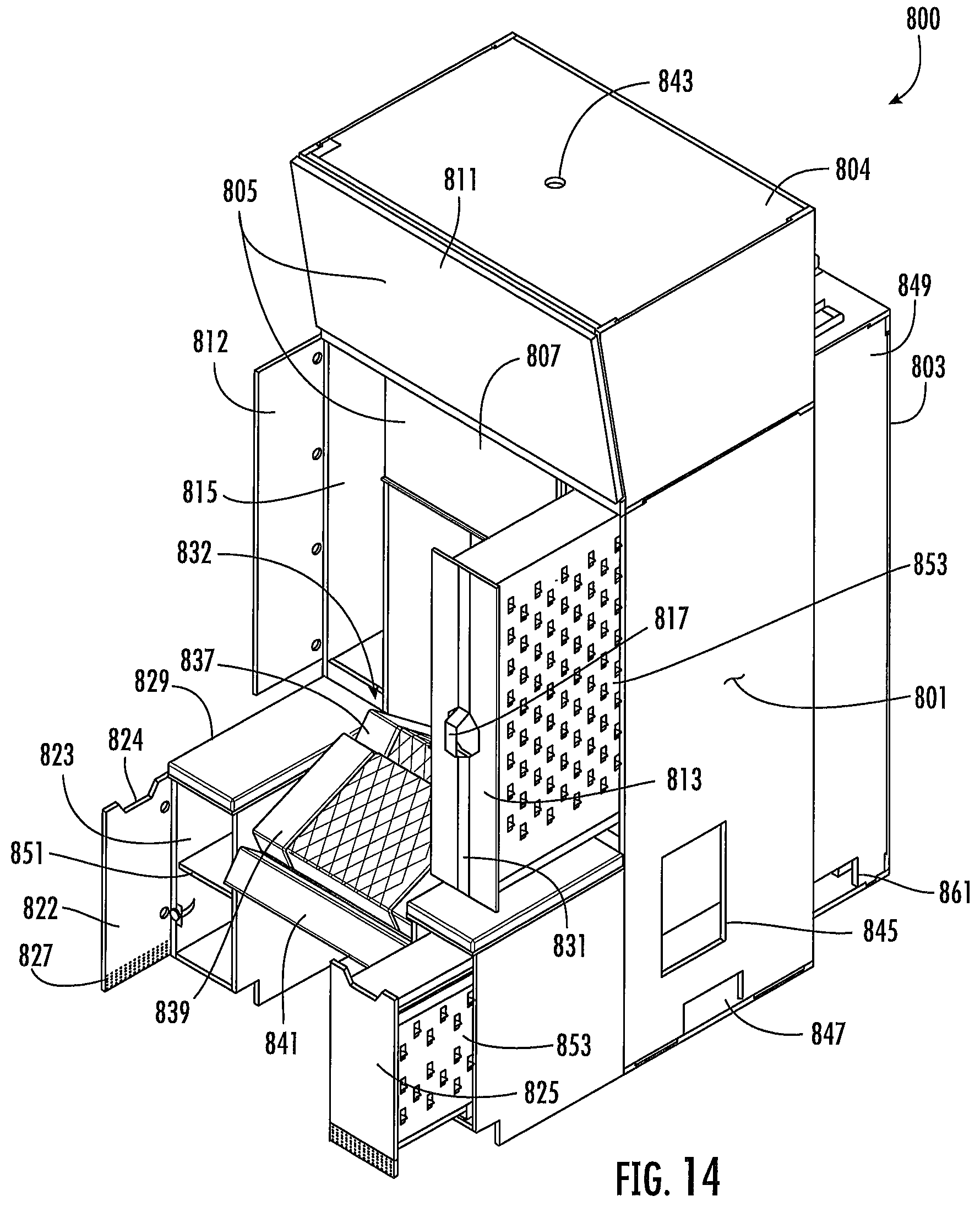 Patent US12569062 Figure 18 – Locker with reclining seat and roll-up door