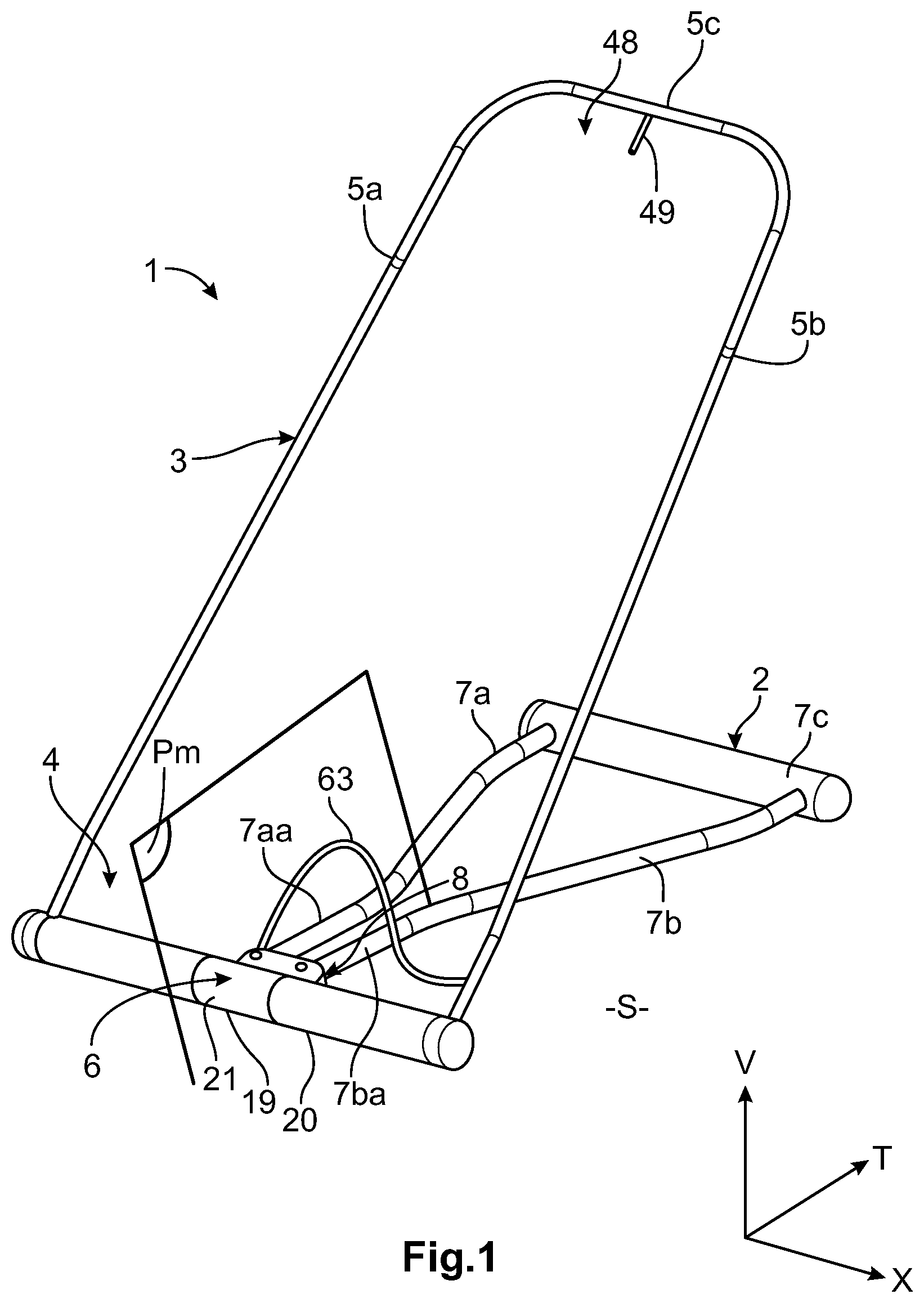 Patent US12569071 Figure 1 – Foldable deckchair for a child